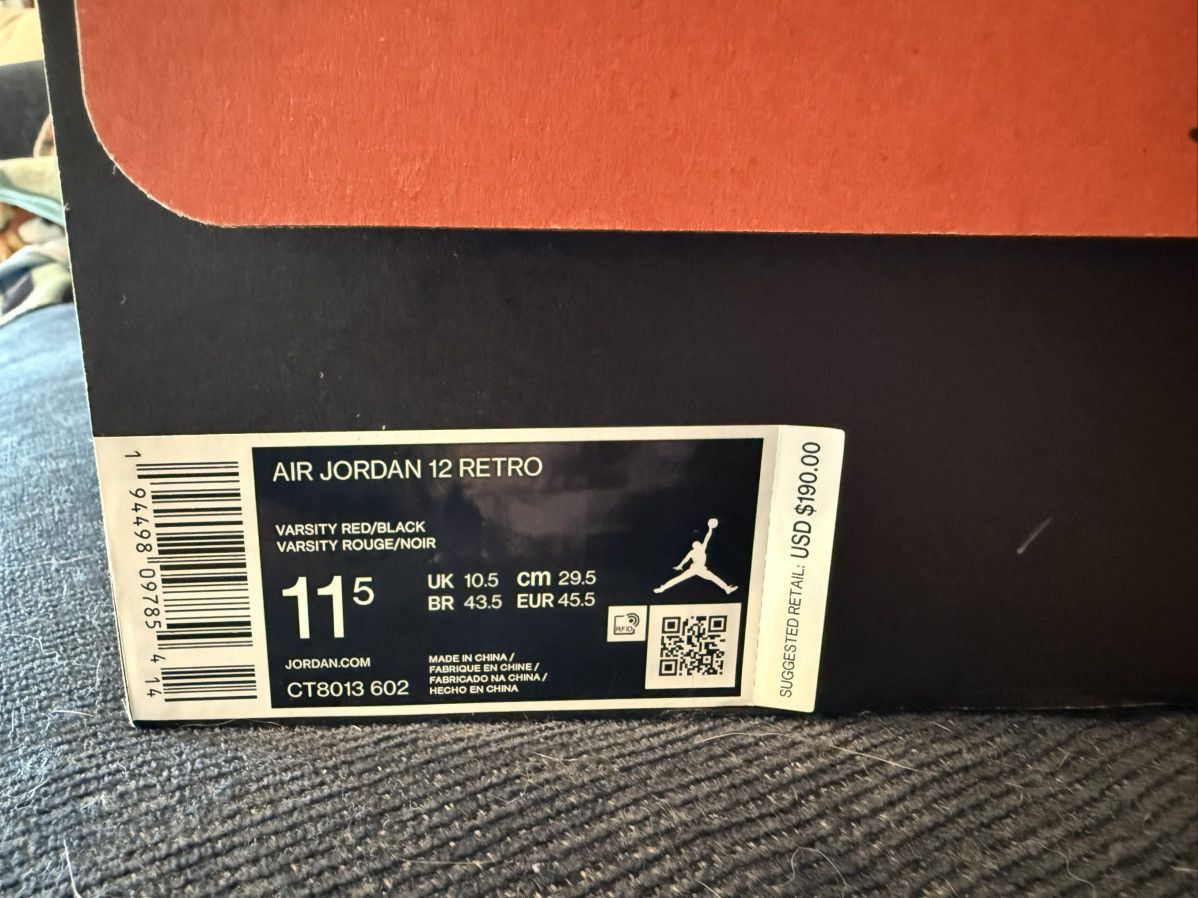 Jordan Brand Air Jordan 12 Retro Reverse Flu Game Size US 11.5 / EU 44-45 - 8 Thumbnail