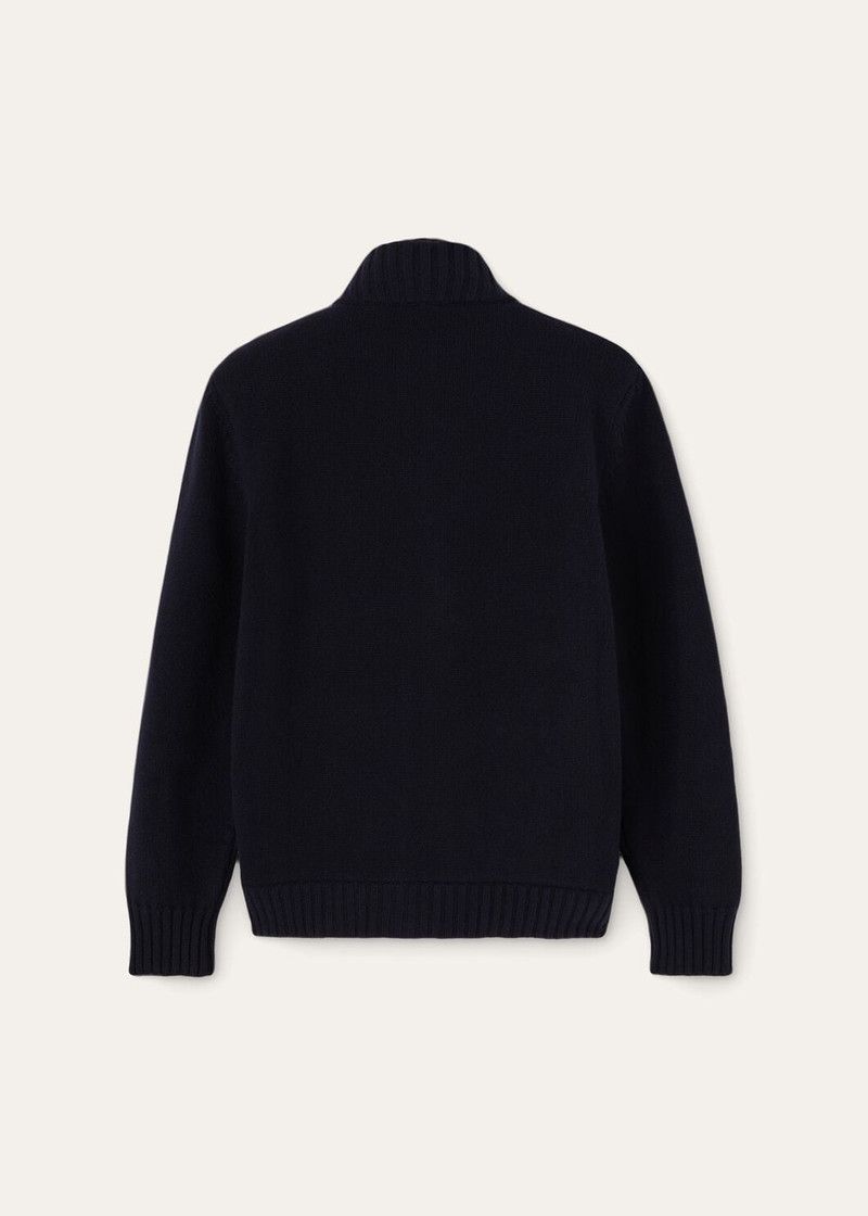 Loro Piana o1w1db10226 FAM3908 Colman Bomber Jacket in Navy Blue Size US L / EU 52-54 / 3 - 2 Thumbnail