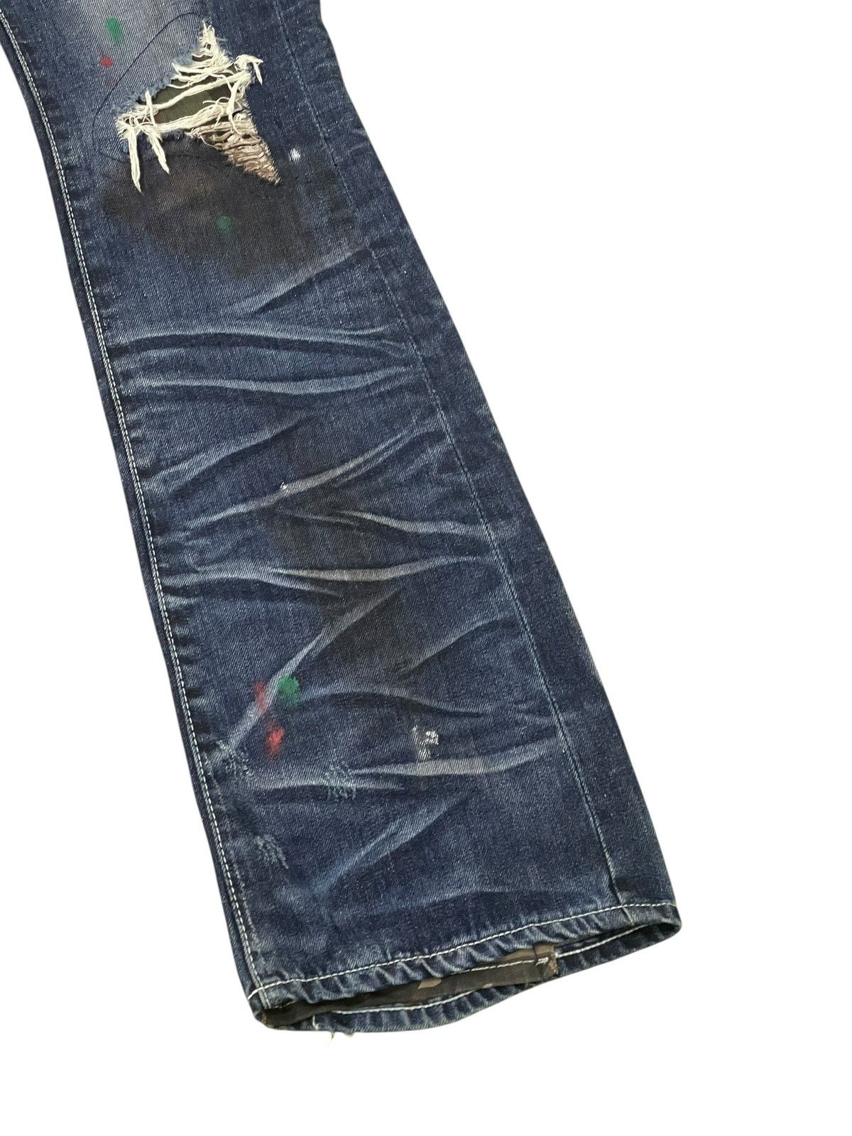 Japanese Brand Flare Jeans CavariA Honeycomb Distress Low Rise ERD 2🟦6 Size US 30 / EU 46 - 4 Thumbnail
