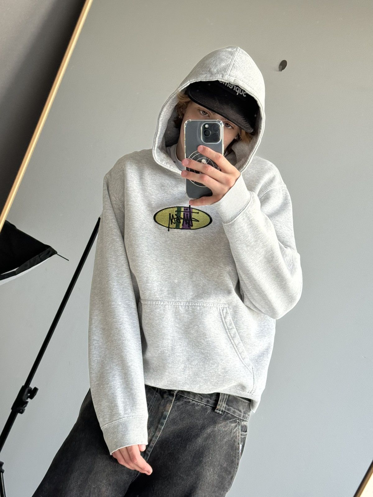 Stussy × Vintage STUSSY CENTER LOGO VINTAGE OVERSIZE HOODIE Size US XL / EU 56 / 4 - 25 Thumbnail