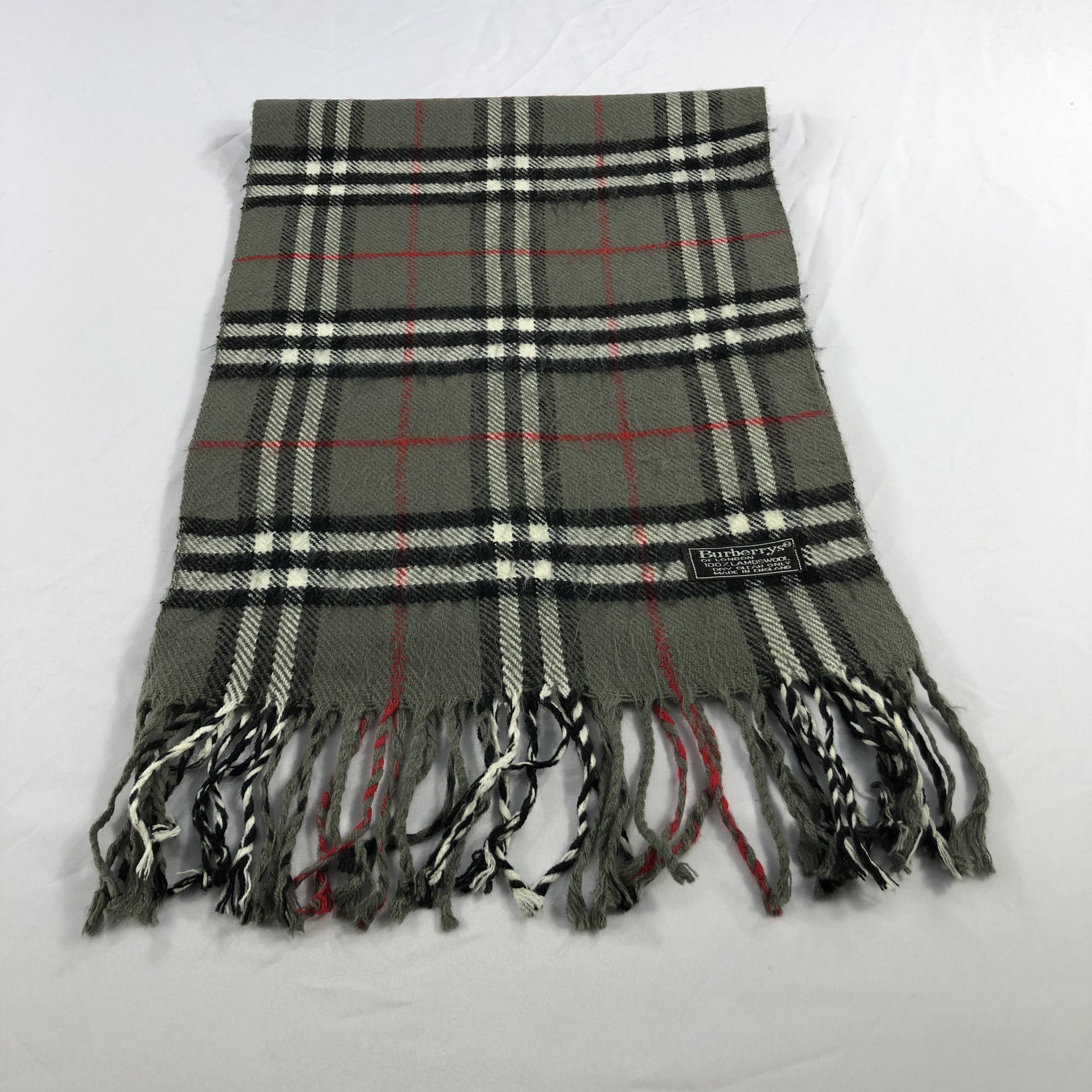 Burberry Burberrys Nova Check Grey Wool Scarf Muffler V1018 Size ONE SIZE - 2 Thumbnail