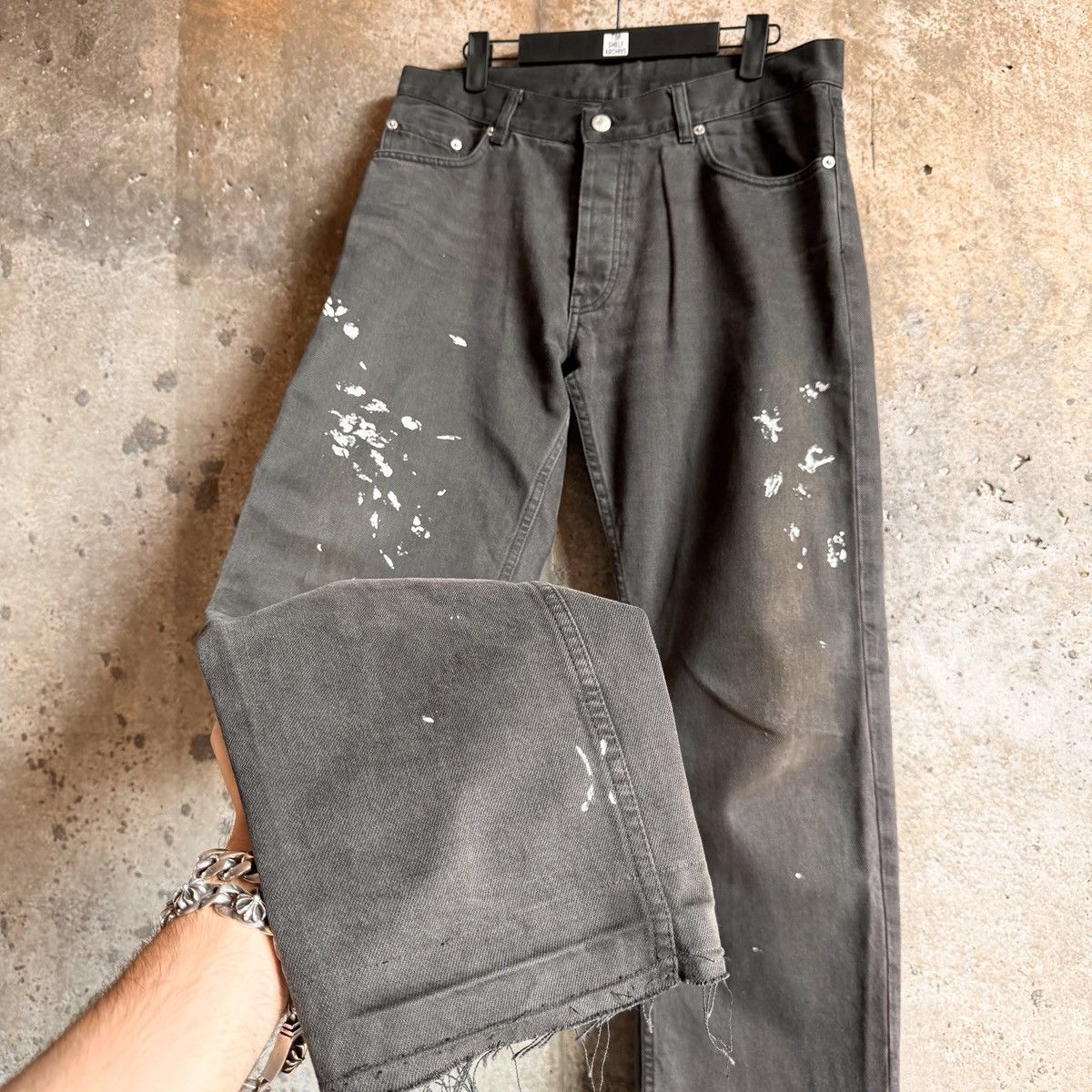 Helmut Lang Vintage 2000s Helmut Lang THRASHED Charcoal Painter Denim Size US 32 / EU 48 - 3 Thumbnail