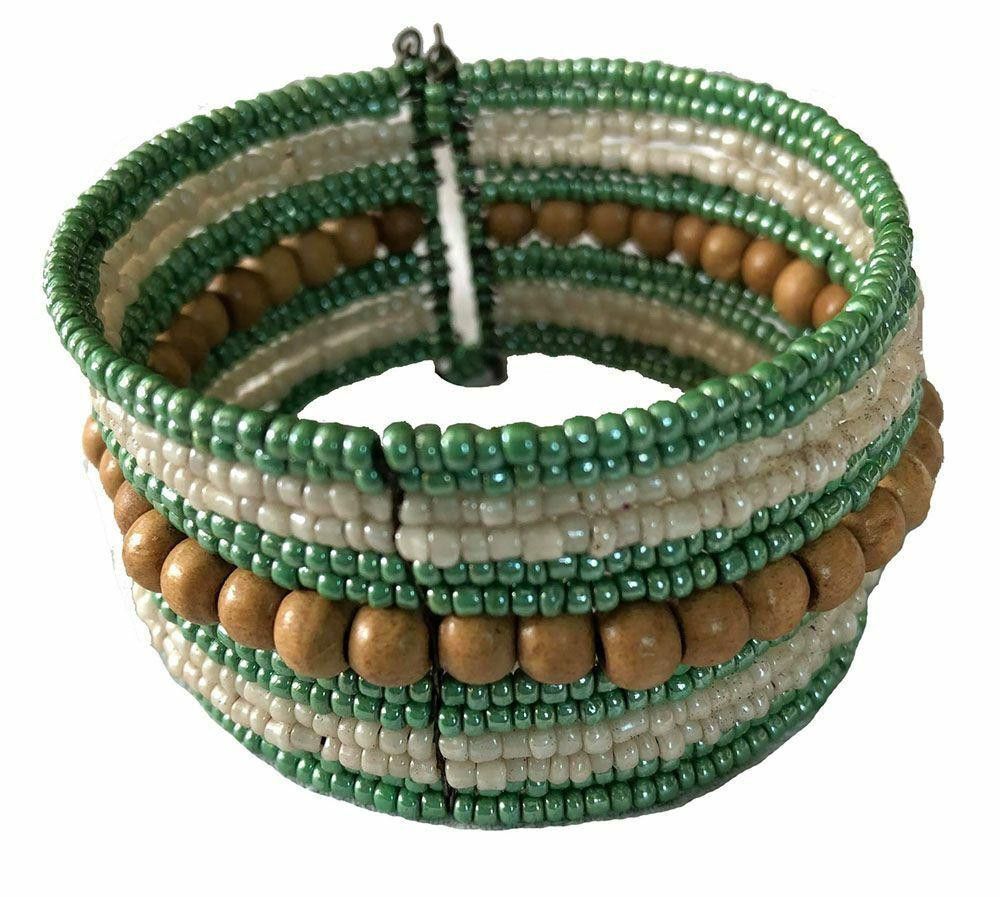 Designer New Green And White Bead Bracelet Size ONE SIZE - 1 Thumbnail