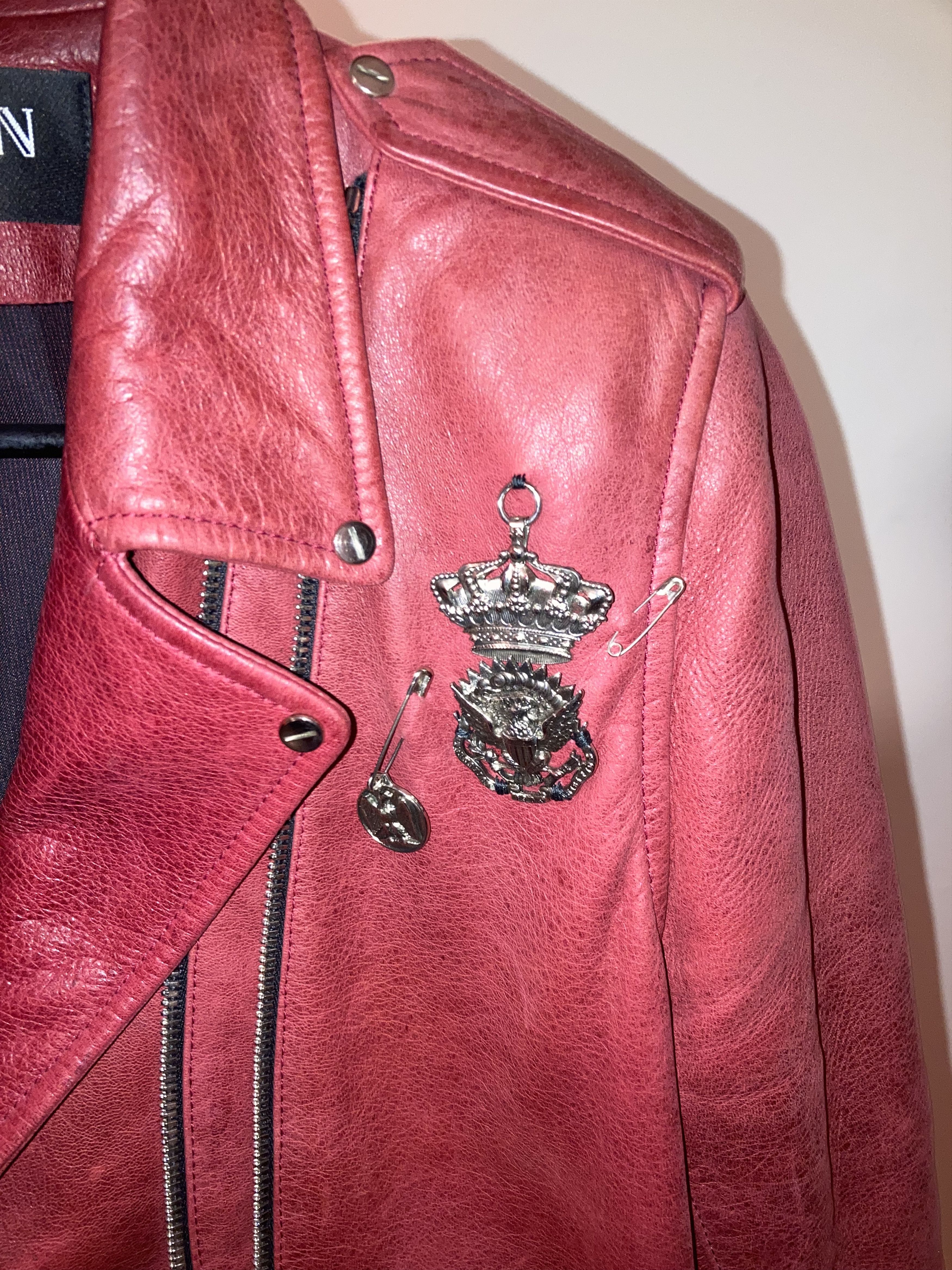 Balmain SS11 Balmain Piercing Red Leather Jacket Size S / US 4 / IT 40 - 3 Thumbnail