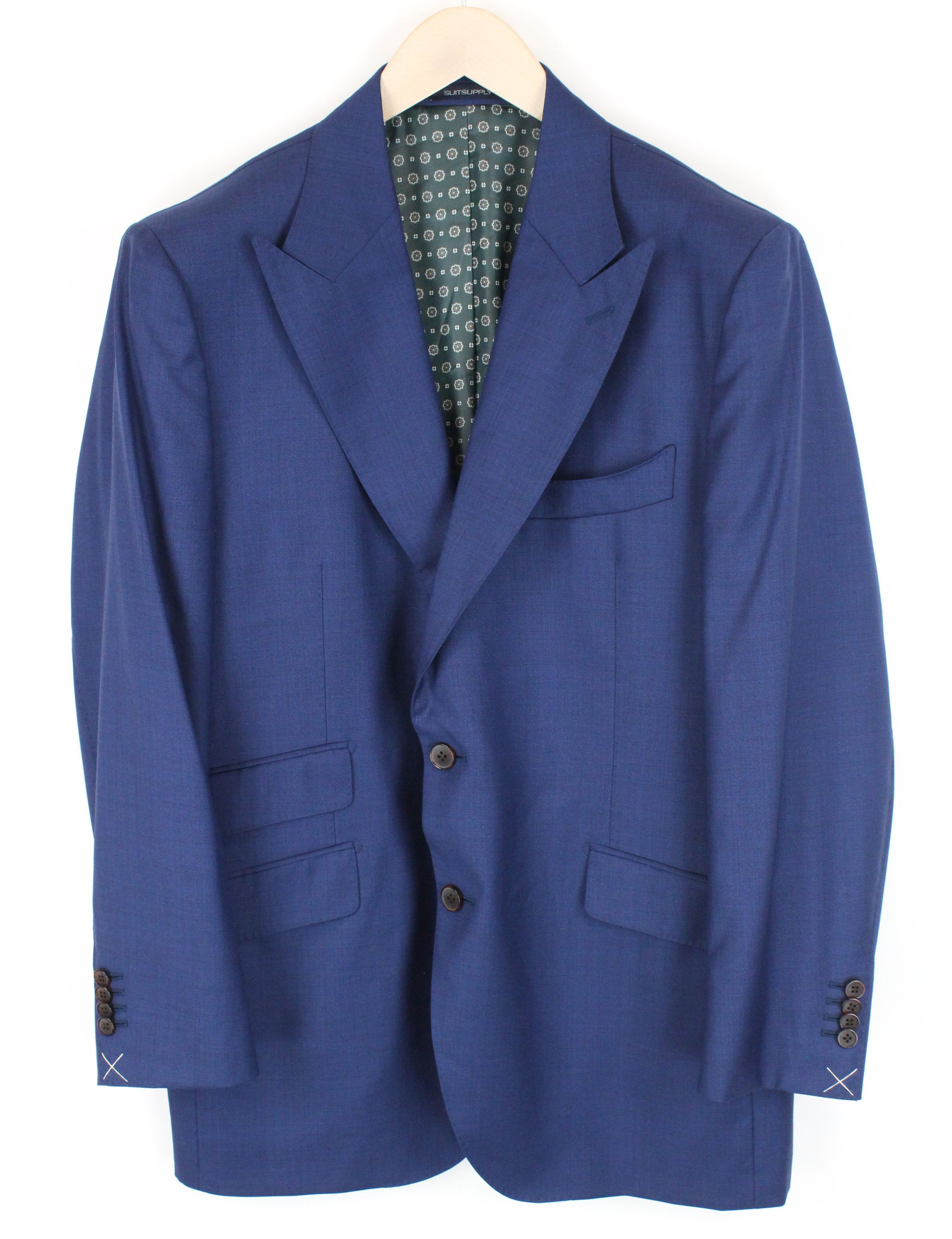 image of Suitsupply La Spalla Uk46S Blue Wool Peak Collar Blazer 56172, Men's