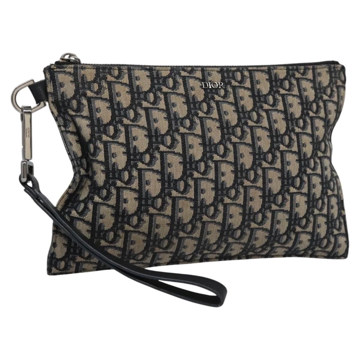 Dior Trotter Navy Canvas Clutch Bag (Pre-Owned) Size ONE SIZE - 1 Thumbnail