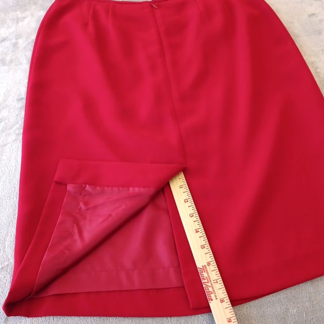 Vintage Le Suit Skirt Midi Pencil Red 12 Women Lined Slit Vintage No Size 34" / US 12 / IT 48 - 6 Thumbnail