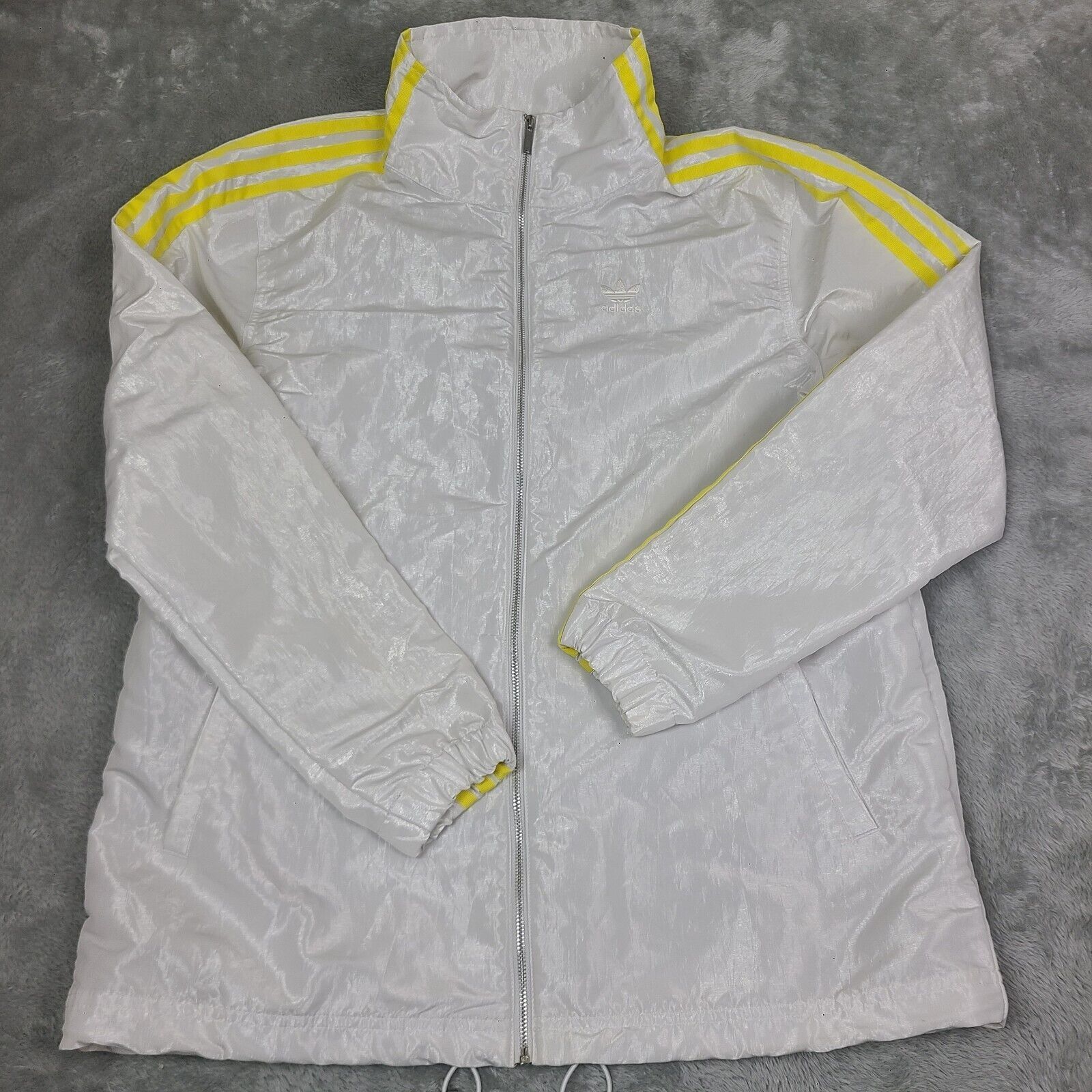 Adidas Adidas Womens yellow white full zip jacket 3 stripes size X- Size XS / US 0-2 / IT 36-38 - 1 Thumbnail