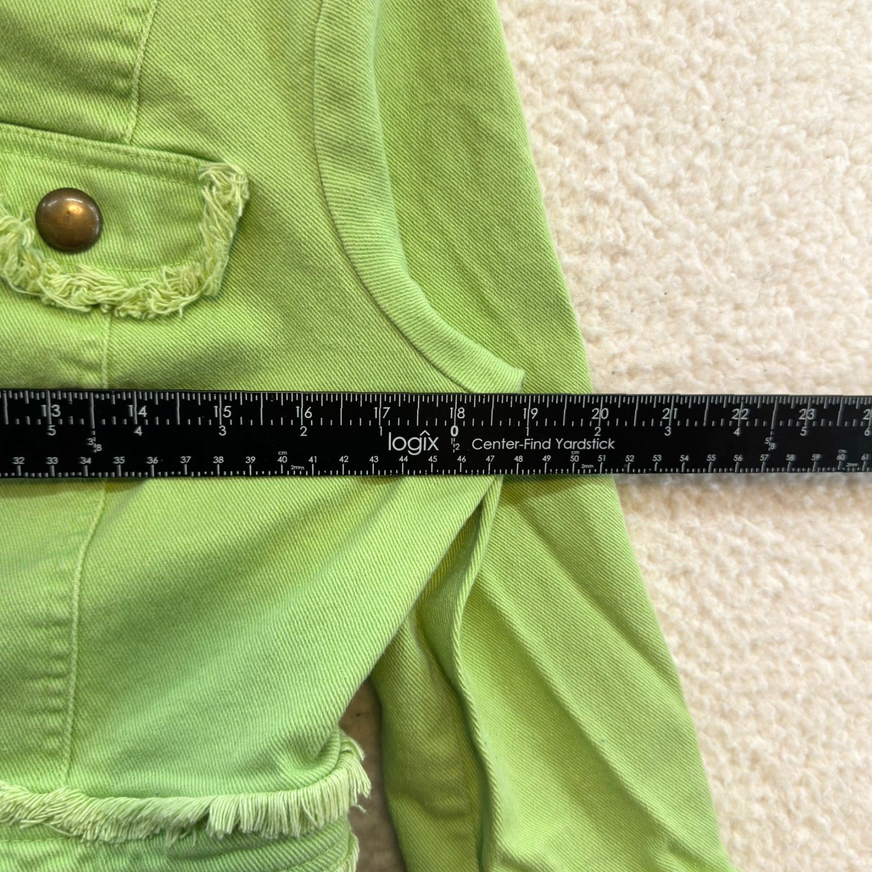 Vintage Y2K Vintage Denim Jacket Medium Lime Neon Green Military Cyber Rave Jacket M Green Shirts, Denim, Grunge, A.M.I. Mens Size M / US 6-8 / IT 42-44 - 4 Thumbnail