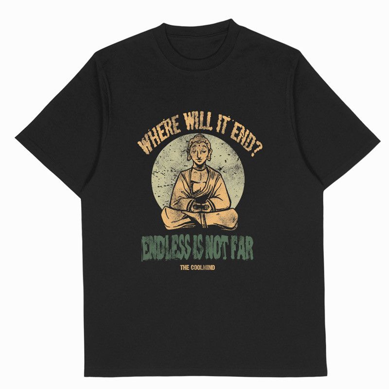 Japanese Brand Y2K Vintage Meditation Peace Mind Print Cotton T-Shirt Size US L / EU 52-54 / 3 - 1 Thumbnail