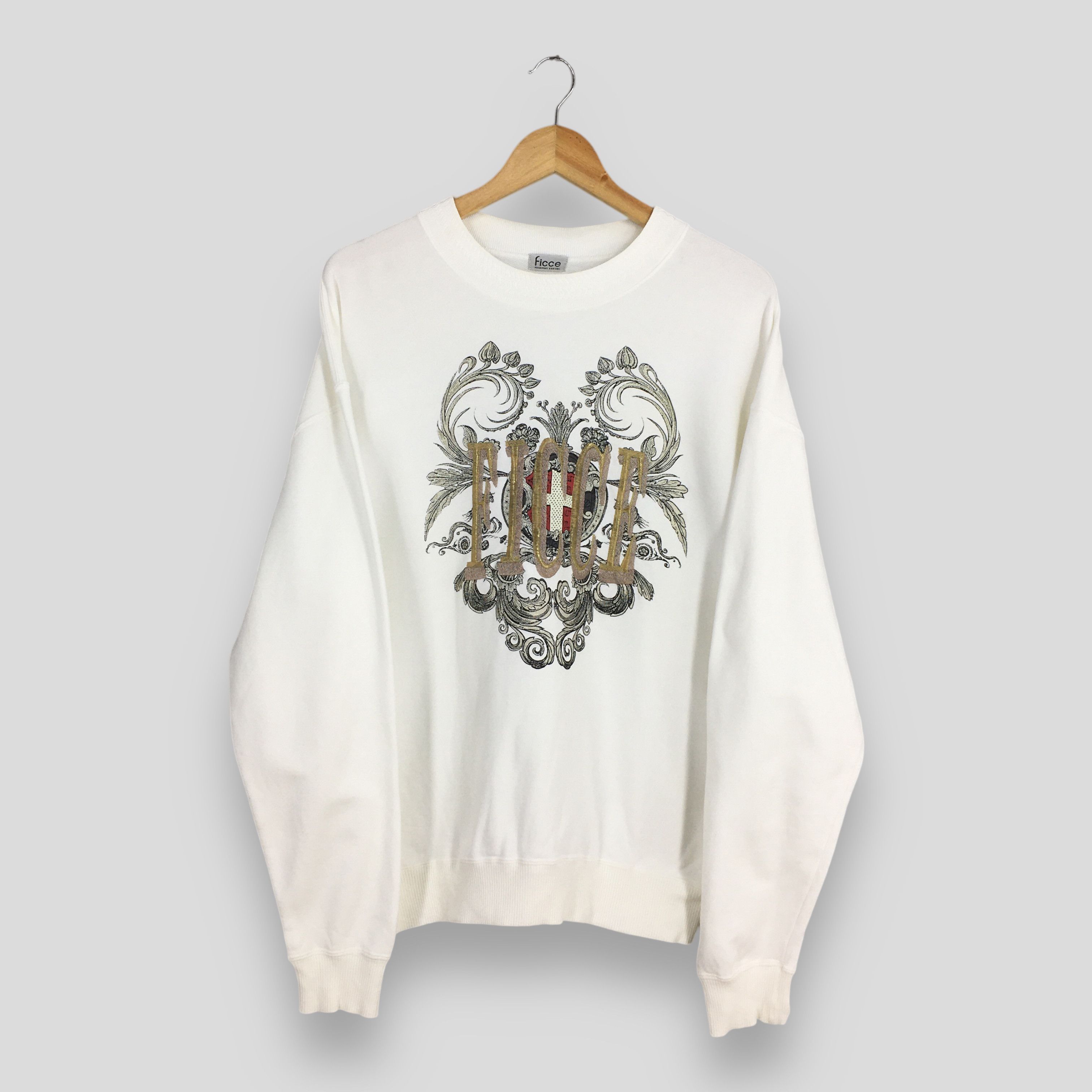 Japanese Brand Vintage Ficce Japan White Sweatshirt Large Size US L / EU 52-54 / 3 - 1 Thumbnail