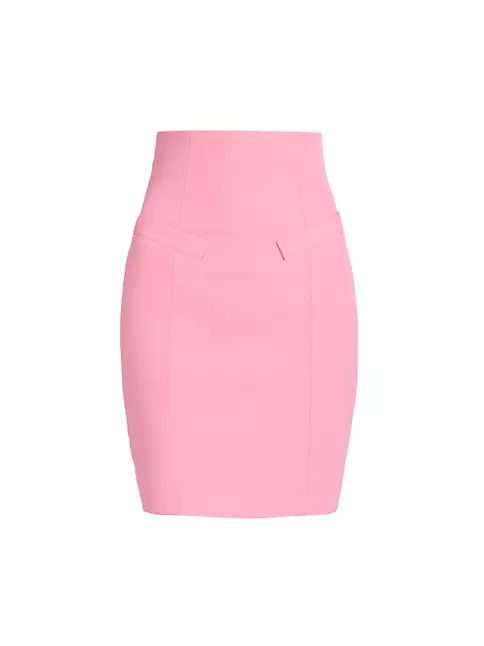 o1srvl11e0524 Wool Pencil Mini Skirt in Pink