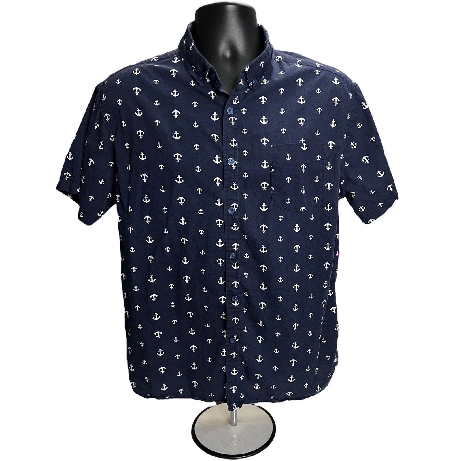 Other Men’s Slim Fit Button-Down Shirt - Navy Blue Anchor Print Size US L / EU 52-54 / 3 - 1 Thumbnail