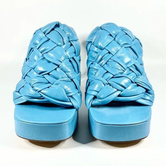 Bottega Veneta o1y0725 Covered Heel Mules in Sky Blue Size US 5.5 / IT 35.5 - 2 Thumbnail