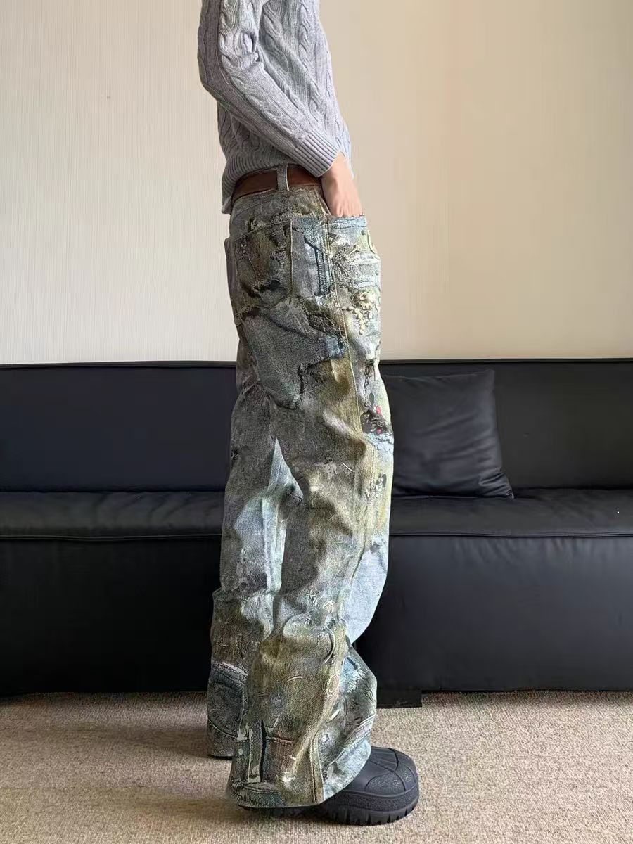 Japanese Brand Vintage digital jewelry chain print baggy jeans Size US 32 / EU 48 - 2 Thumbnail