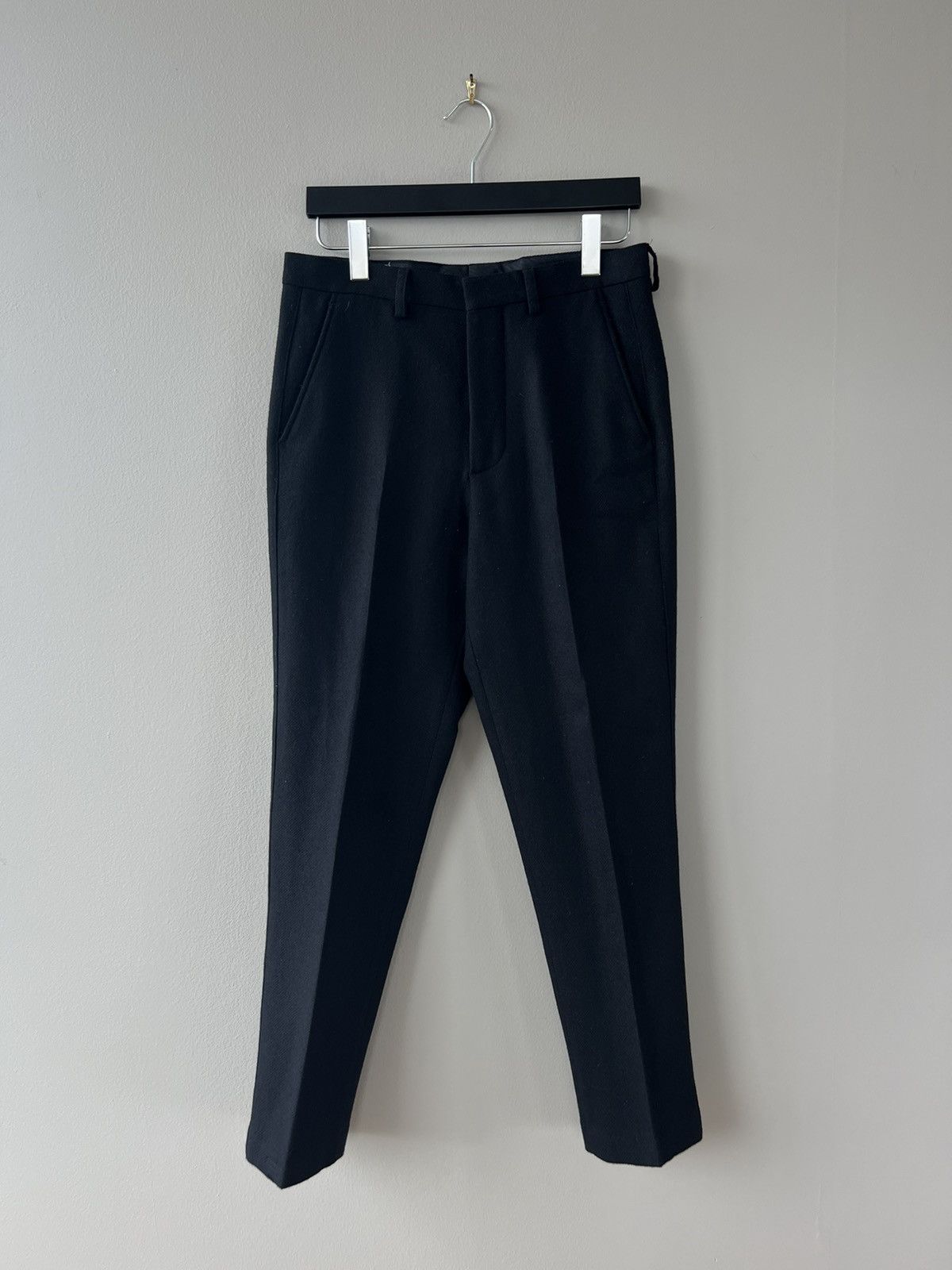 image of Ami Wool Cropped Tapered Trousers in Black, Men's (Size 30)