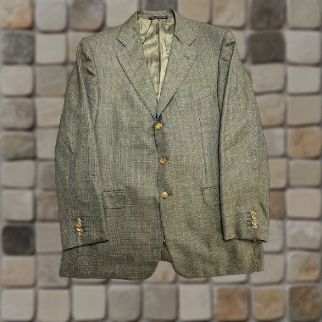Ermenegildo Zegna Ermenegildo Zegna Suit Jacket Men 44 Green Plaid Cashmere 2 Piece Modern Notch Single-Breasted Casual Senior? Size 44R - 1 Thumbnail