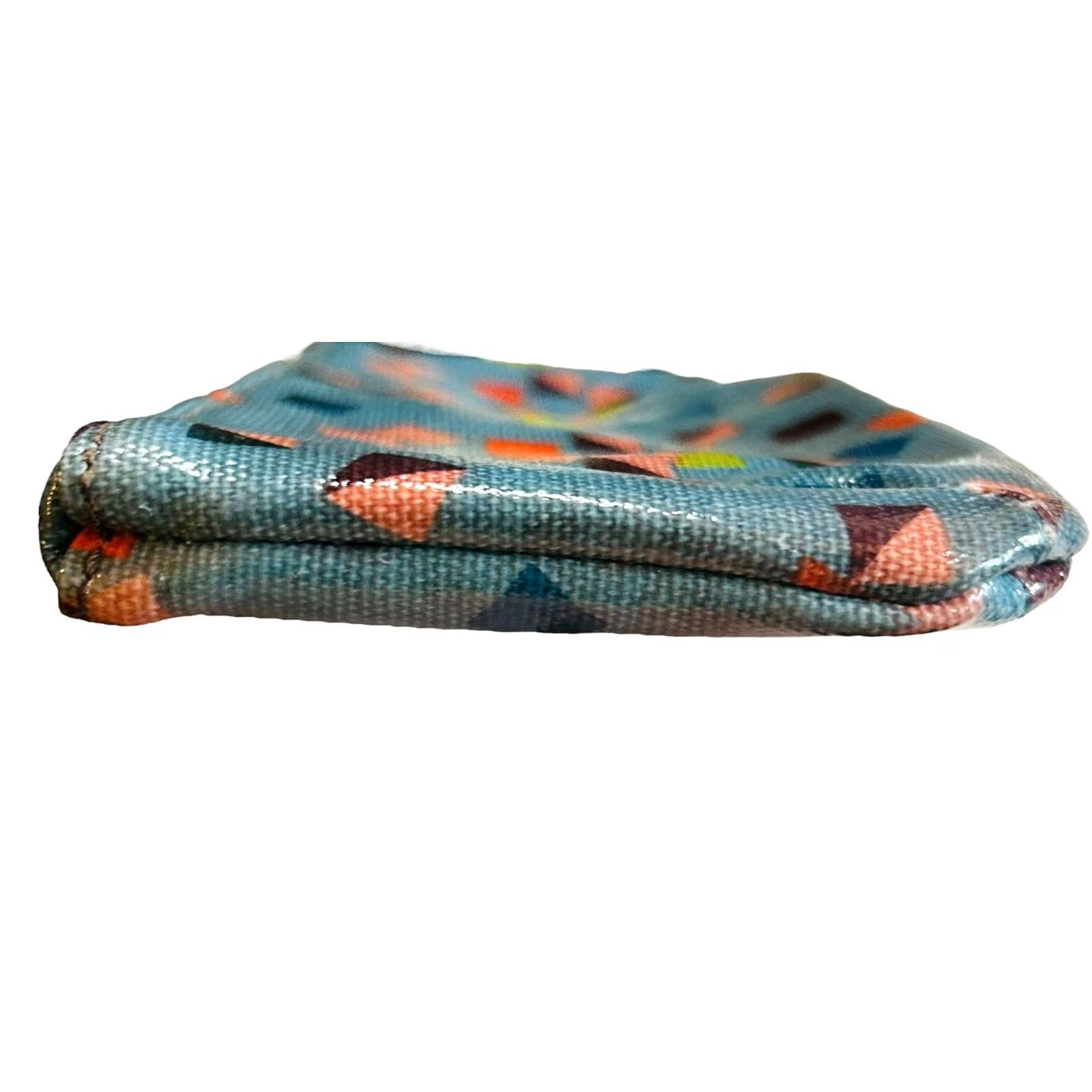 Fossil Fossil Blue Geometric Leather Pouch Wallet Women's Credit Card Holder Full Zip Size ONE SIZE - 4 Thumbnail