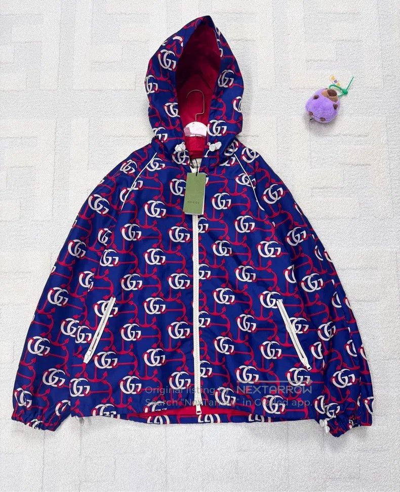 Gucci Gucci Blue double G full-print anchor logo hooded jacket Size US M / EU 48-50 / 2 - 1 Thumbnail