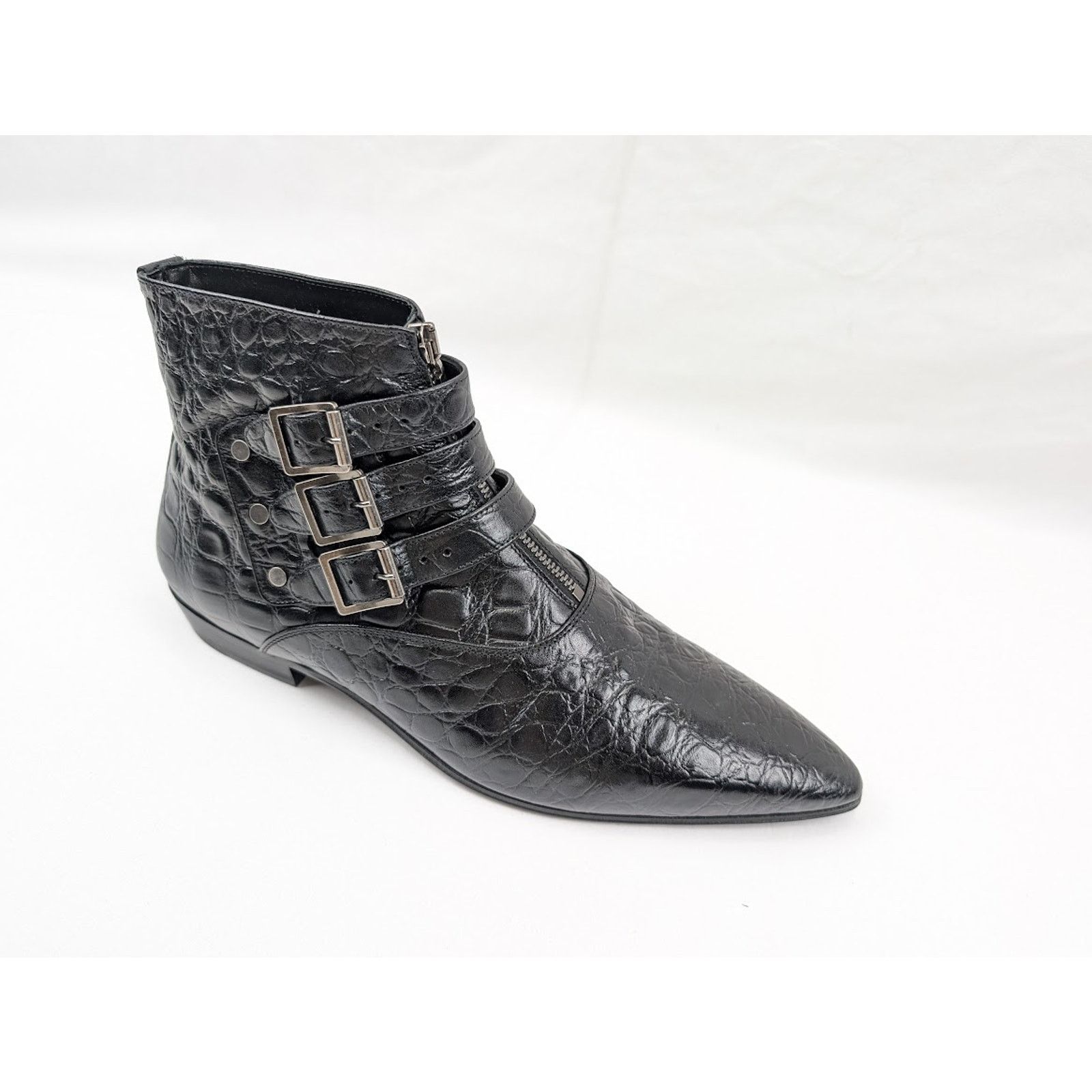 Saint Laurent Paris o1rshd1 Goth 15 Zip Buckle Boots Fake Cocco Yankee in Nero Size US 8.5 / EU 41-42 - 2 Thumbnail