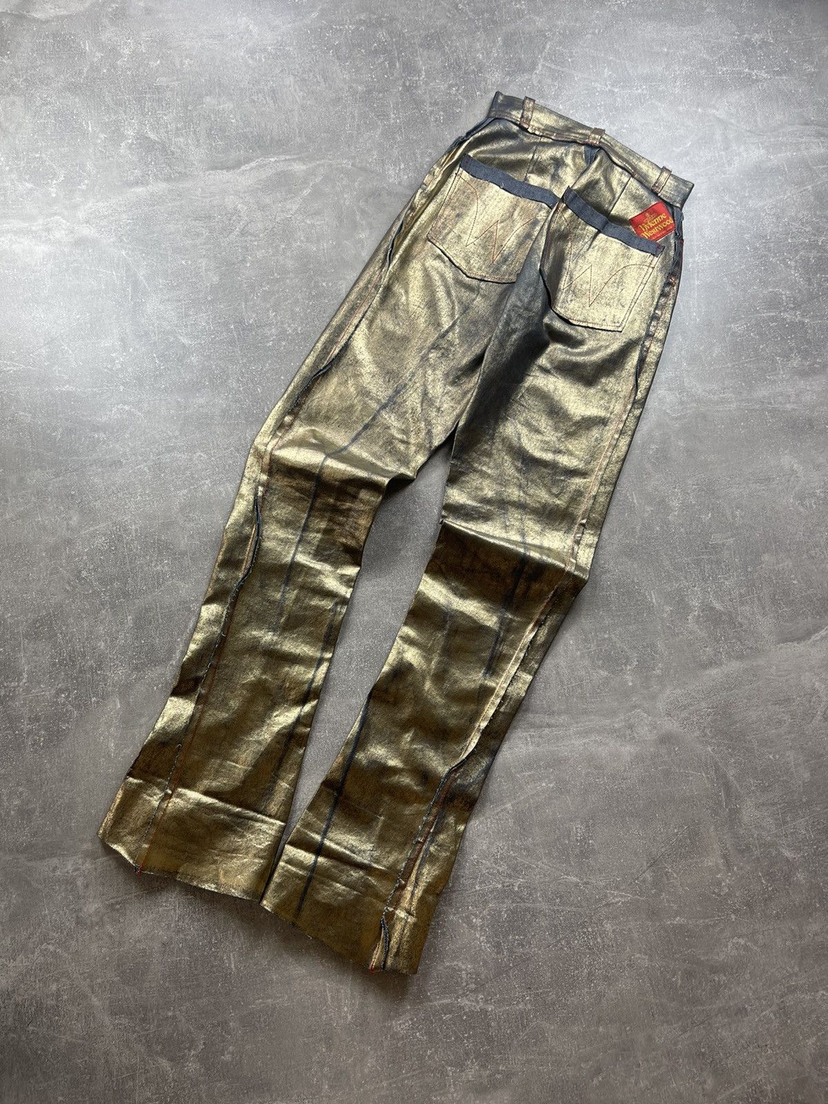 Vintage × Vivienne Westwood Vivienne Westwood Red Label Gold Foil Jeans Runway Archives Size 26" / US 2 / IT 38 - 11 Thumbnail