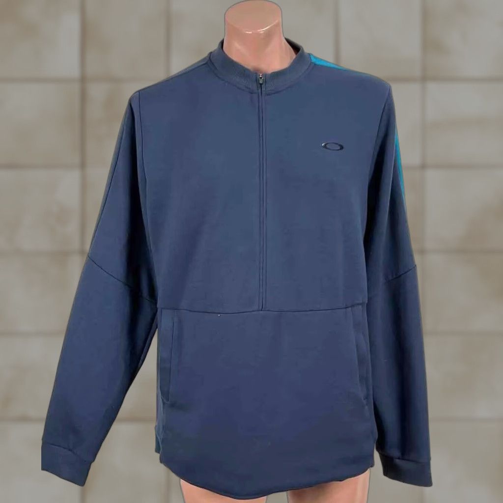 VINTAGE Oakley Bubba Watson Golf Pullover XL Dark Blue Mens Half Zip