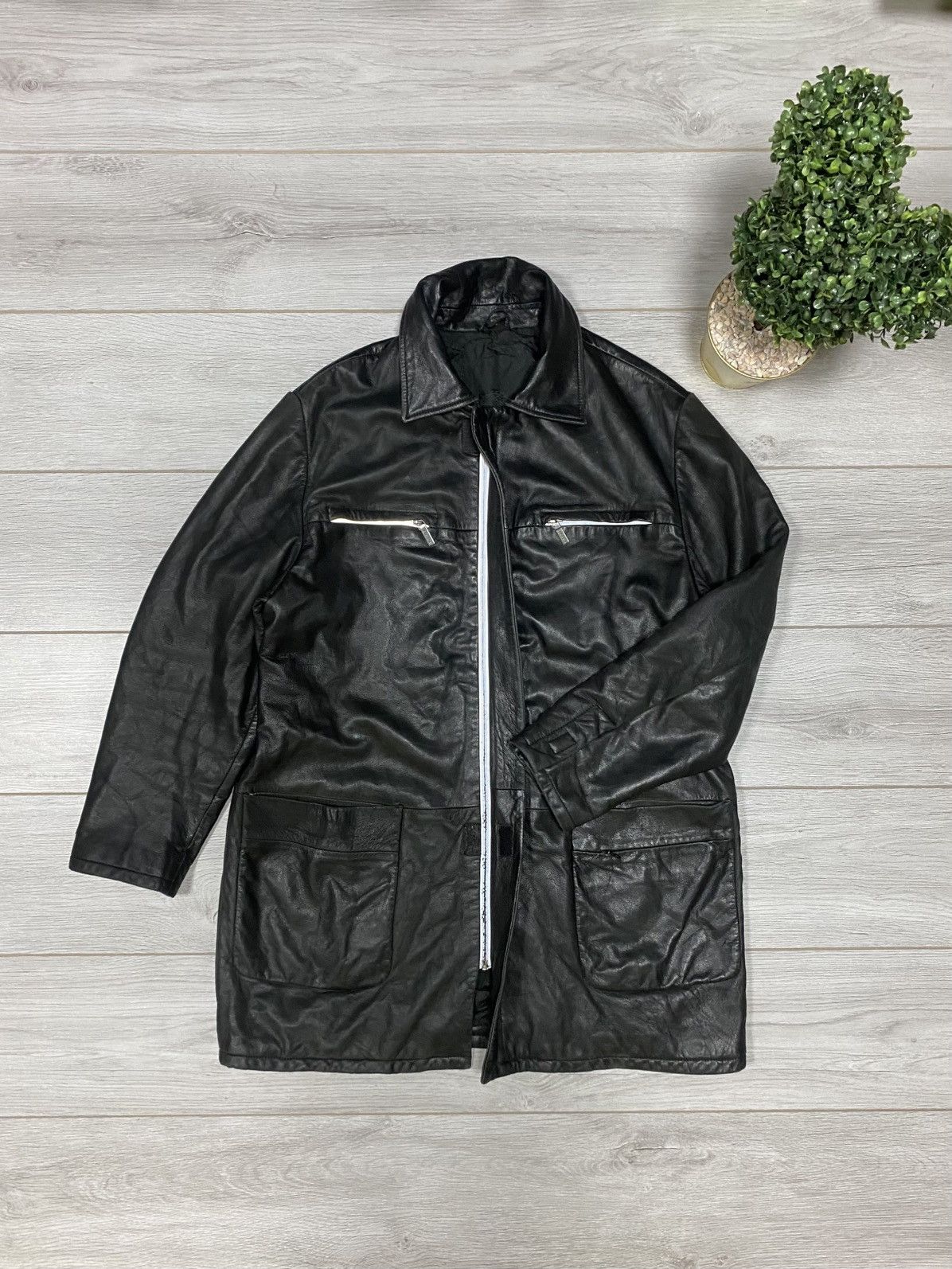Versace Jeans Couture Versace RARE vintage leather jacket reflective Size US XL / EU 56 / 4 - 1 Thumbnail
