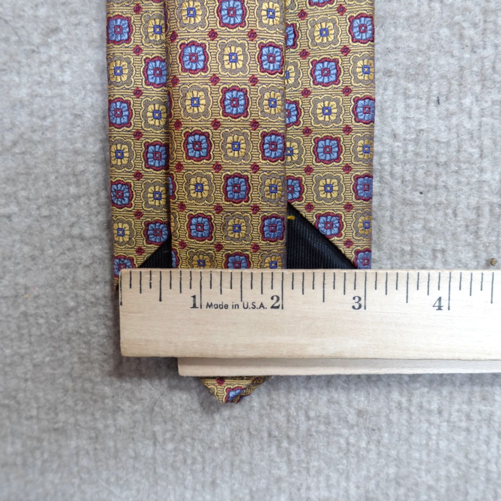 Vintage Oxxford Silk Tie Gold Geometric Jacquard Classic 57"-60" Handmade USA Men Size ONE SIZE - 7 Thumbnail