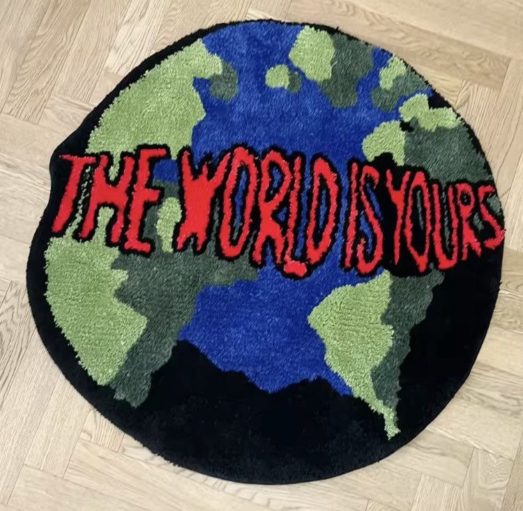 Japanese Brand Custom "Floor Art" Acrylic Tufted Rug – 90x90cm Size ONE SIZE - 3 Thumbnail