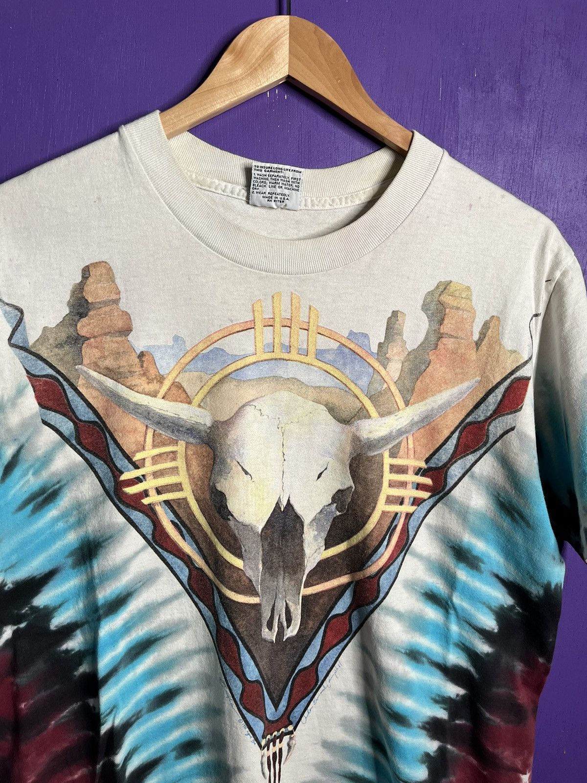 Liquid Blue × Vintage Vintage 90s Liquid blue cow skull tie dye t-shirt Size US L / EU 52-54 / 3 - 3 Thumbnail