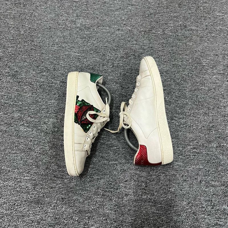 Gucci GUCCI ACE Leather Low-Top Sneakers with Red Lips -2508 Size US 4.5 / IT 34.5 - 7 Thumbnail