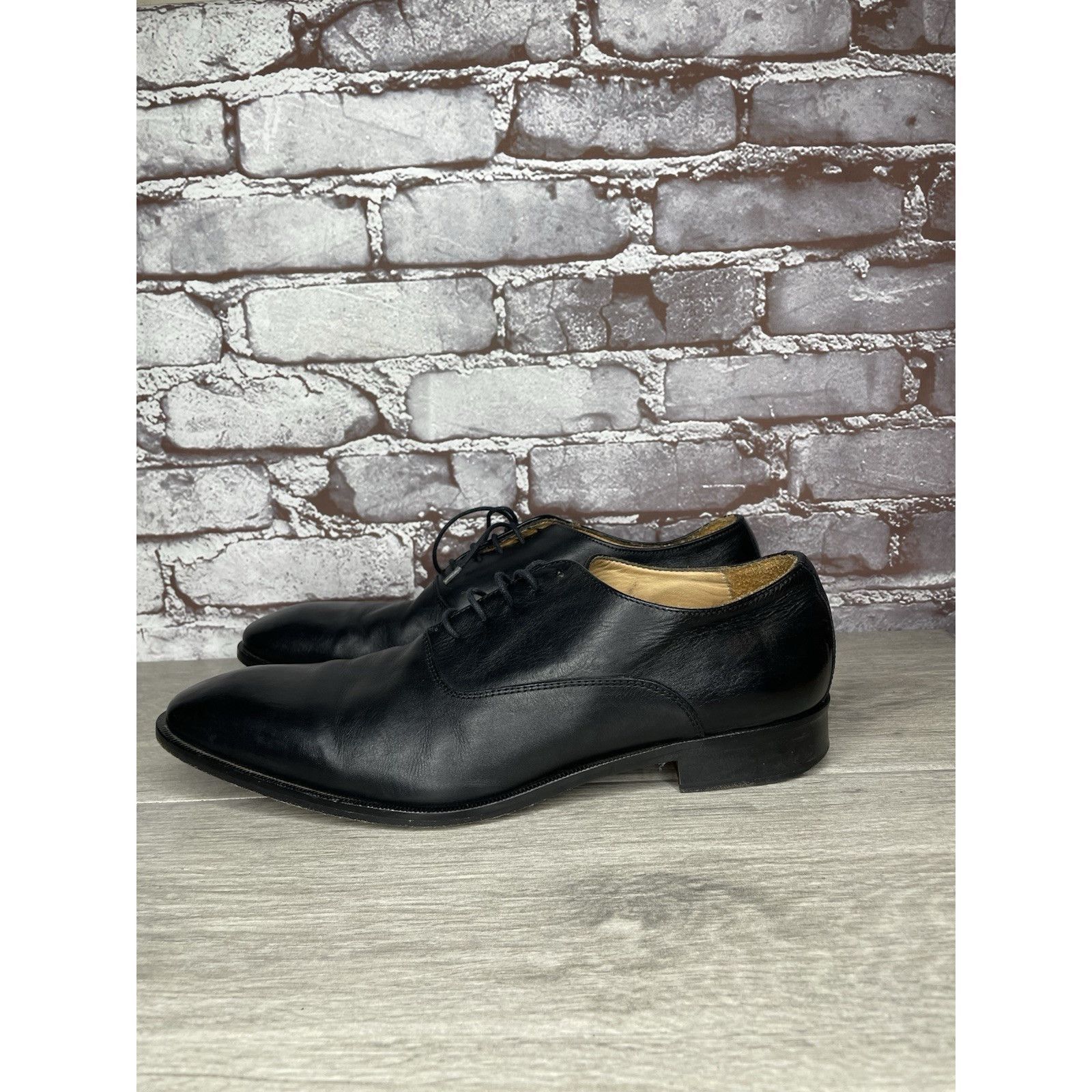 Mercanti Fiorentini Mercanti Fiorentini Black Leather Derby Lace Up Dress Shoes Size US 10 / EU 43 - 18 Thumbnail