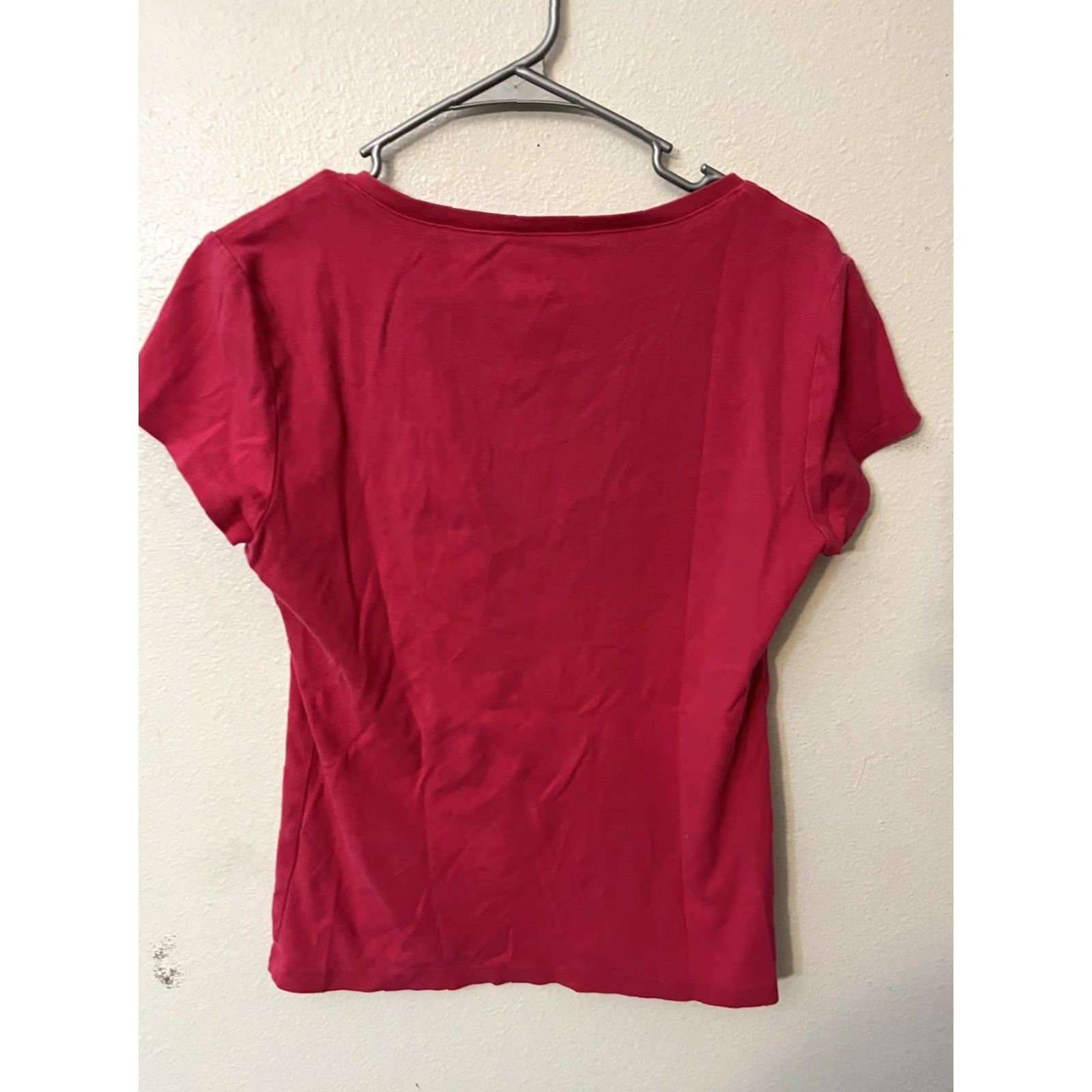 Tommy Hilfiger VINTAGE? No — Actually Not Vintage. Tommy Hilfiger T Shirt Womens Jersey Short Sleeve V-Neck 100% Cotton Pink Large L Size L / US 10 / IT 46 - 3 Thumbnail