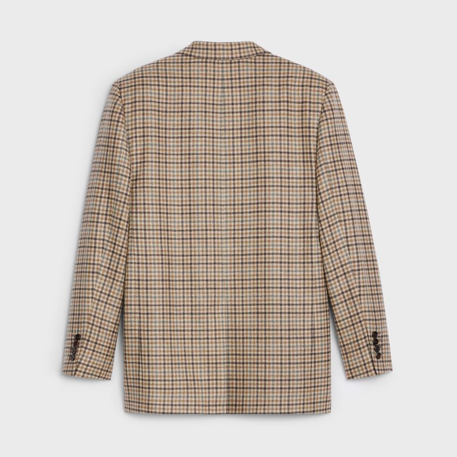 Celine o1loc1c1124 Jude Jacket In Checked Cashmere in