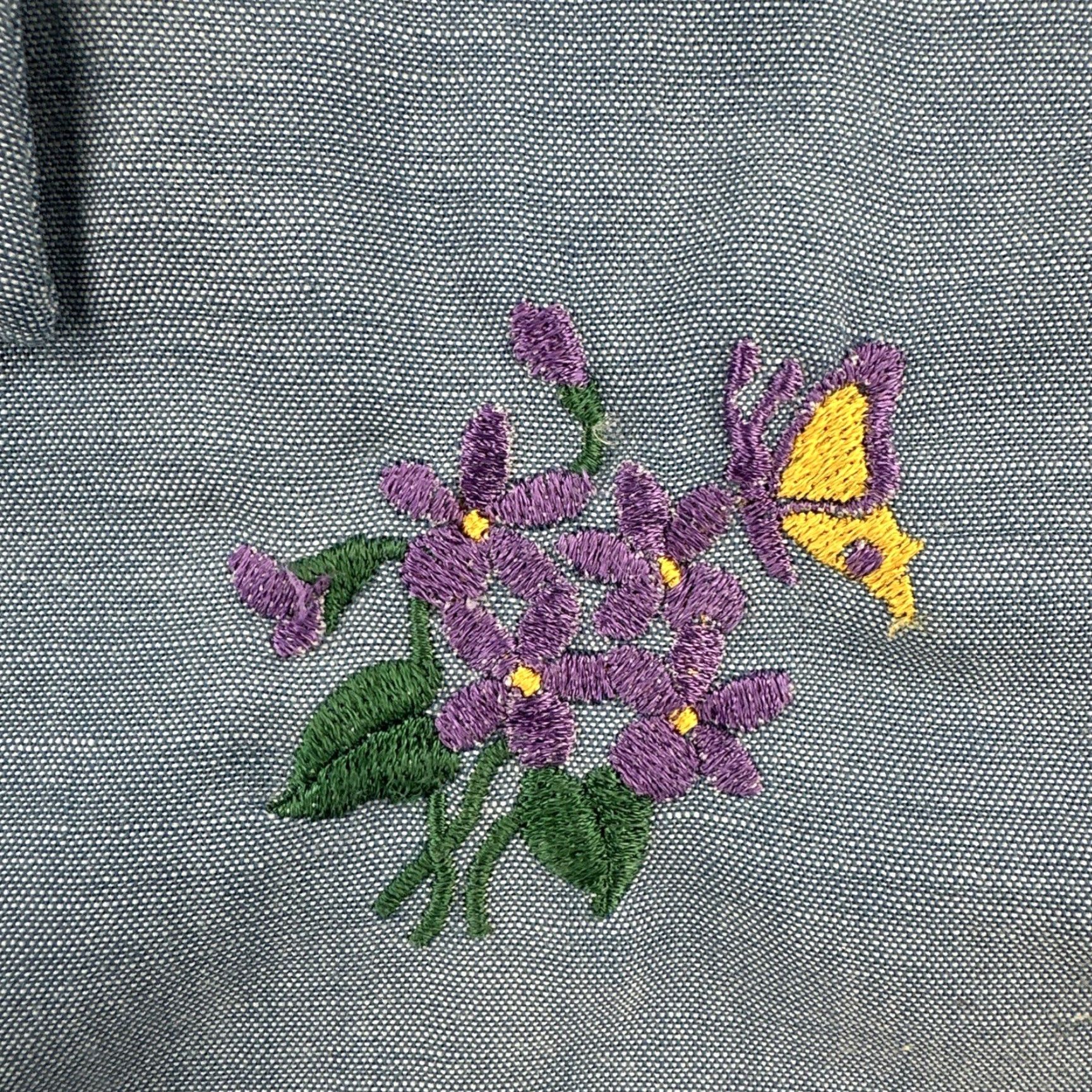 Vintage VINTAGE Big Mac Shirt Embroidered Flowers 1960s Rockabilly Cotton Blend Button-Front Long Sleeve M Blue Mens Size US M / EU 48-50 / 2 - 7 Thumbnail