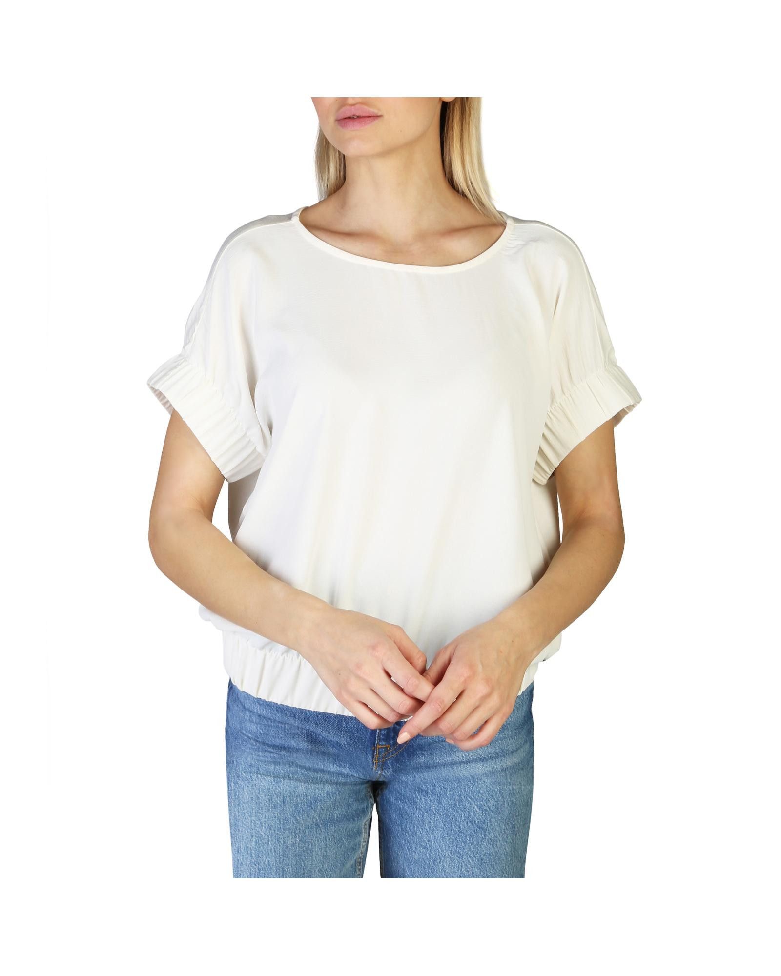 image of Pepe Jeans Solid Polyester Buttoned Short Sleeve T-Shirt in White, Women's (Size XS)