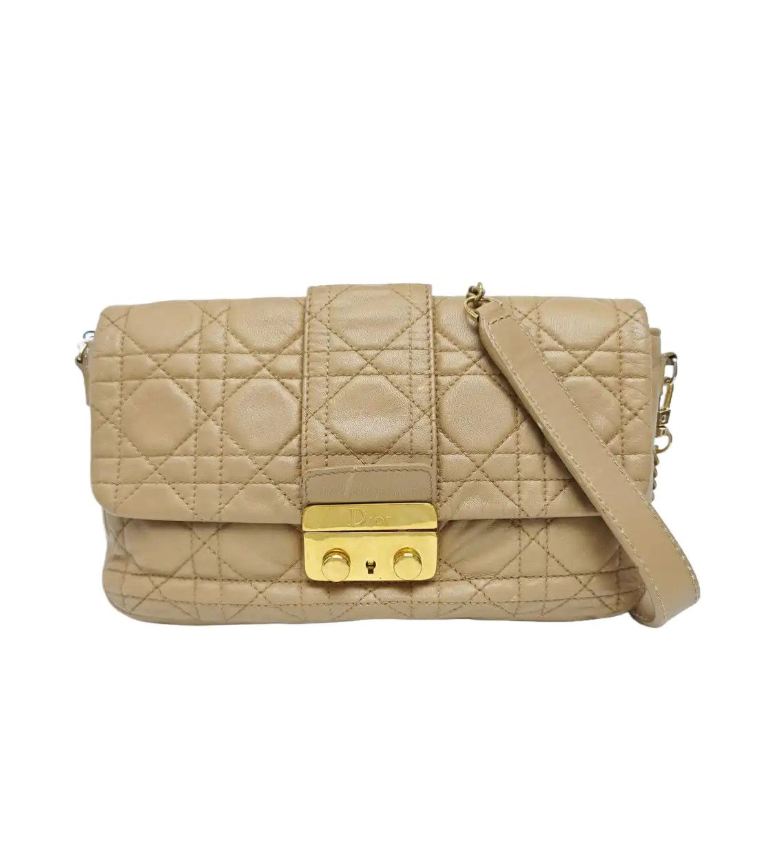 Dior DIOR Miss Dior khaki cowhide leather rattan plaid quilted shoulder bag crossbody Size ONE SIZE - 1 Thumbnail