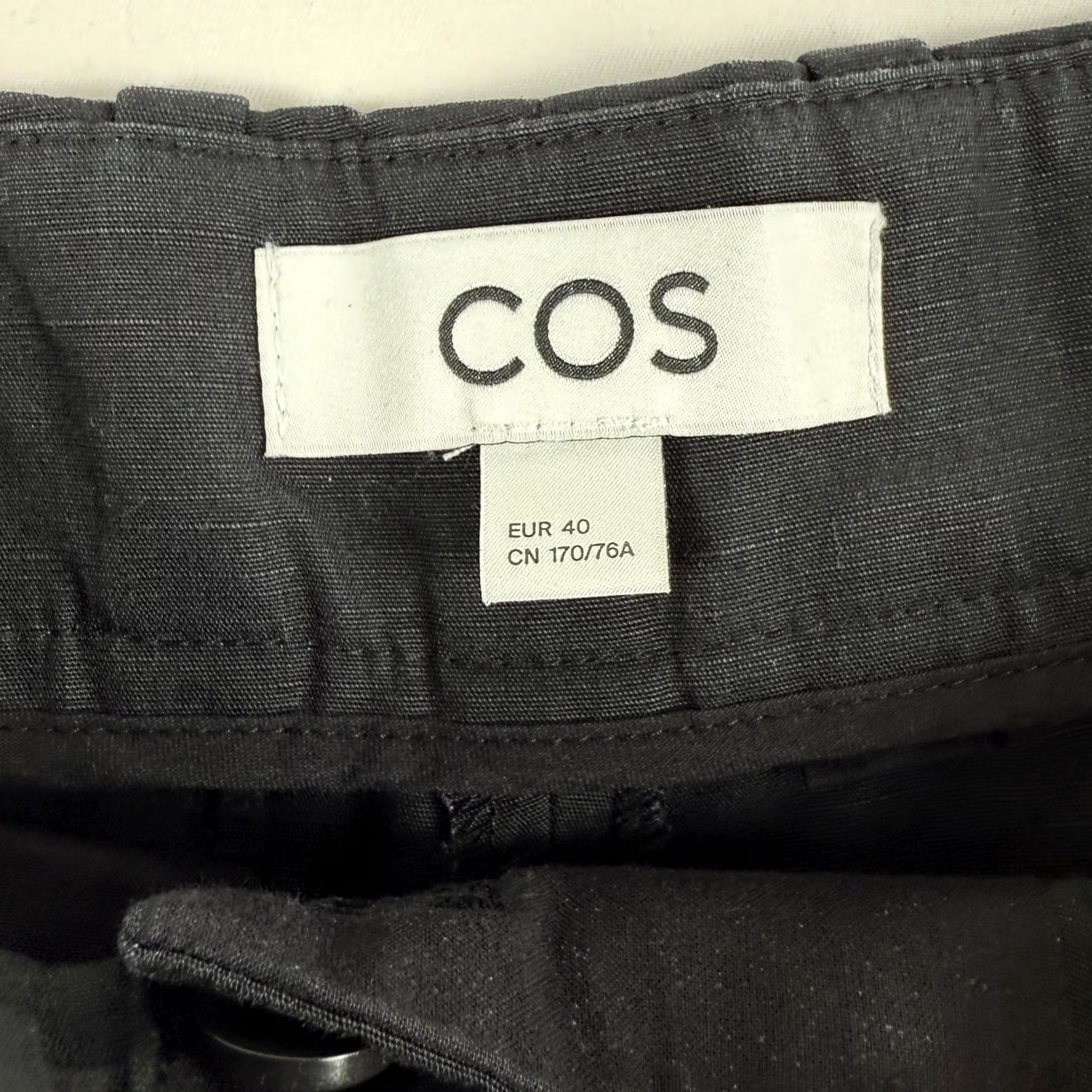 Cos COS Dress Pants Women's EU 40 Lyocell Linen Pleated Wide-Leg High Waist Black Pants Size 27" / US 4 / IT 40 - 3 Thumbnail