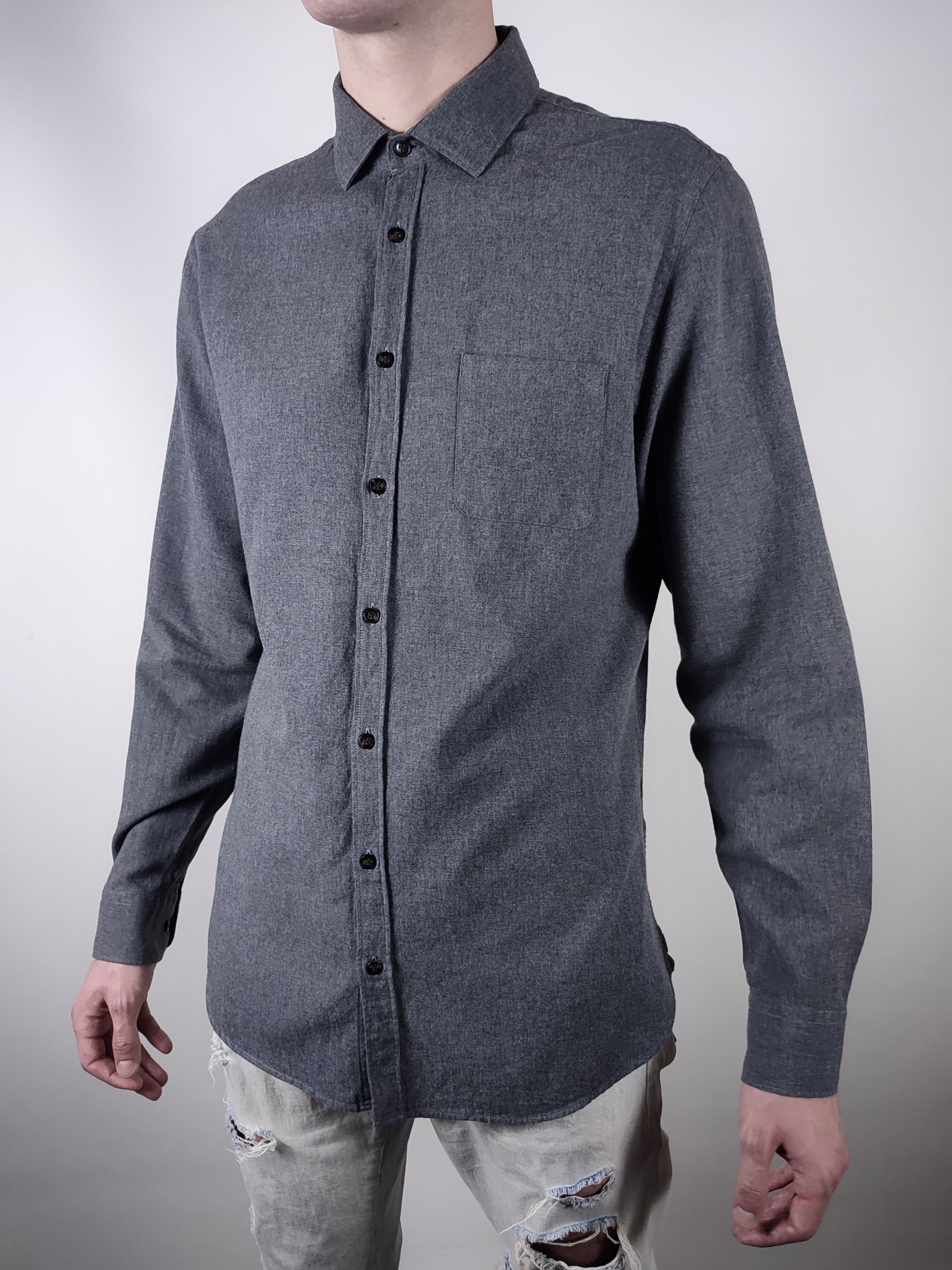 Hope Hope Flannel Narrow Fit Grey Long Sleeve Shirt Size US XL / EU 56 / 4 - 2 Thumbnail