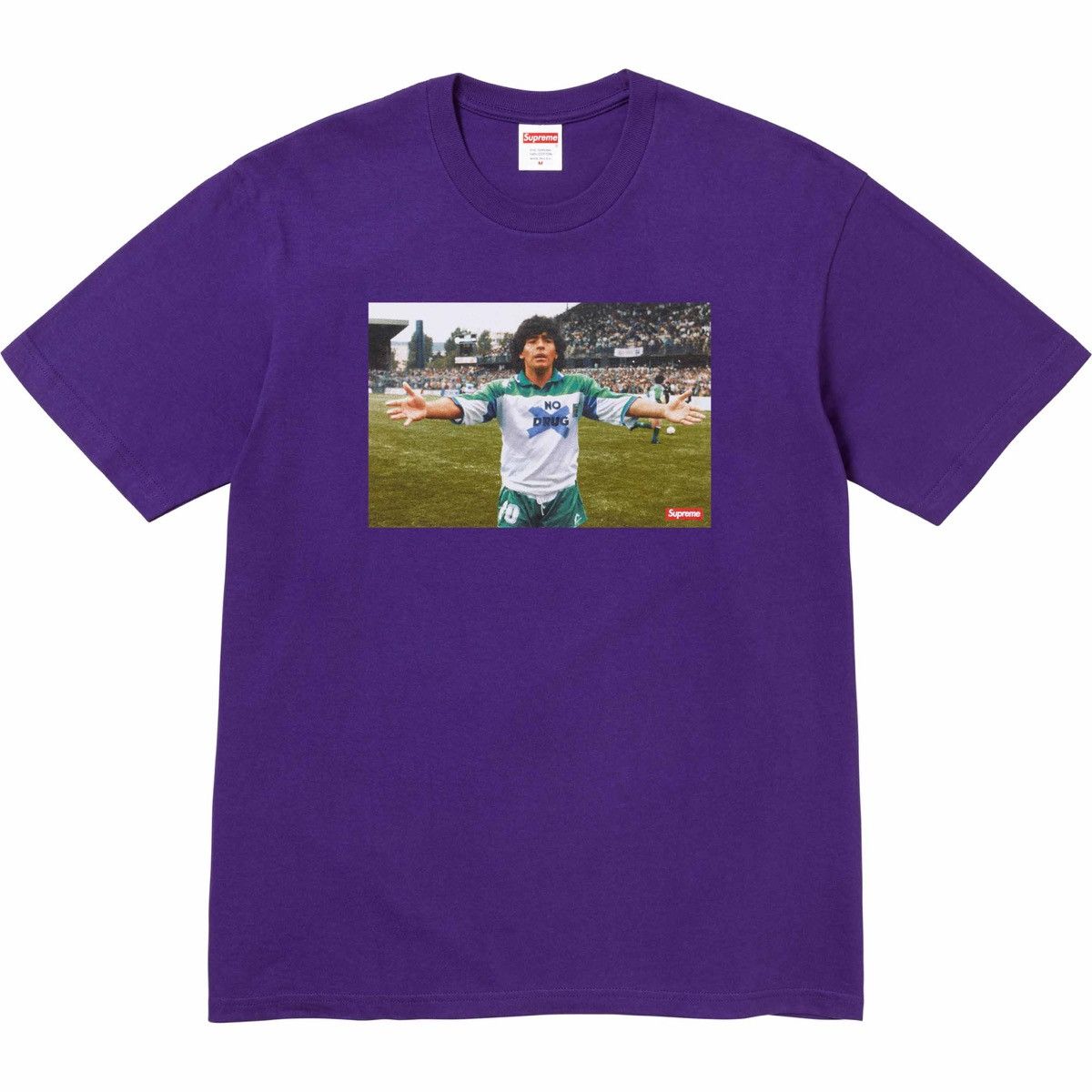 image of Supreme Maradona Logo Tee Short Sleeve T-Shirt In Purple, Men's (Size XL)