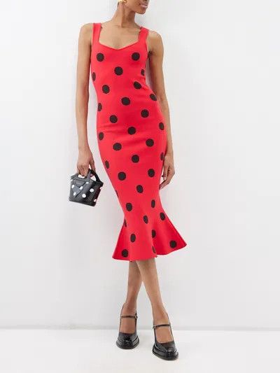 Marni o1y1025 Midi Dress in Red/Black Size M / US 6-8 / IT 42-44 - 5 Thumbnail