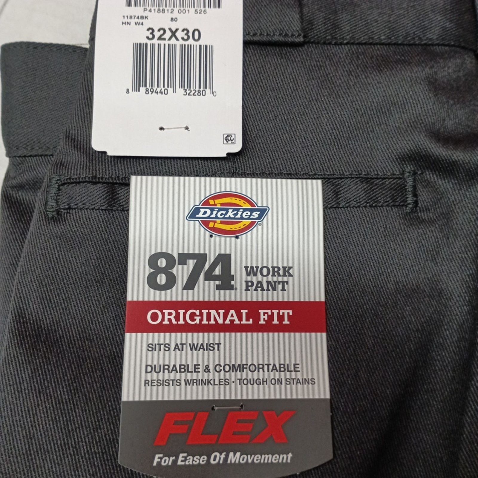 Dickies Dickies 874 Work Pants Men's 32x30 Black Original Fit Flex Size US 32 / EU 48 - 2 Thumbnail