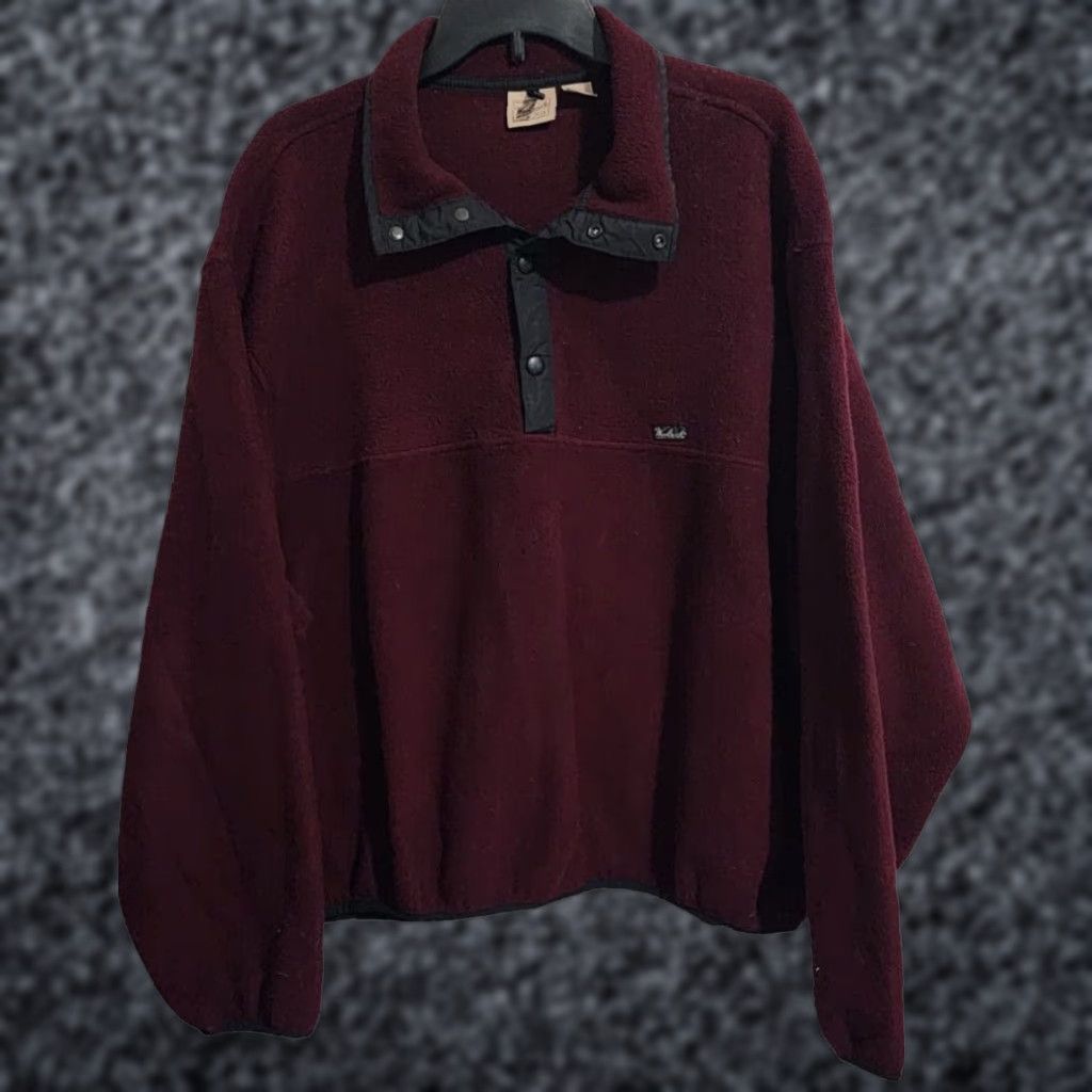 Woolrich Polartec Mens Fleece Jacket XL Burgundy Lightweight Mid-Length Classic