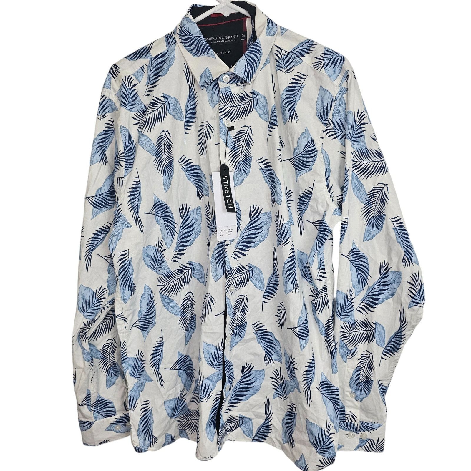 American Apparel American Breed Mens Smart Shirt Size 2XL Leaf Print Stretch Size US XXL / EU 58 / 5 - 1 Thumbnail