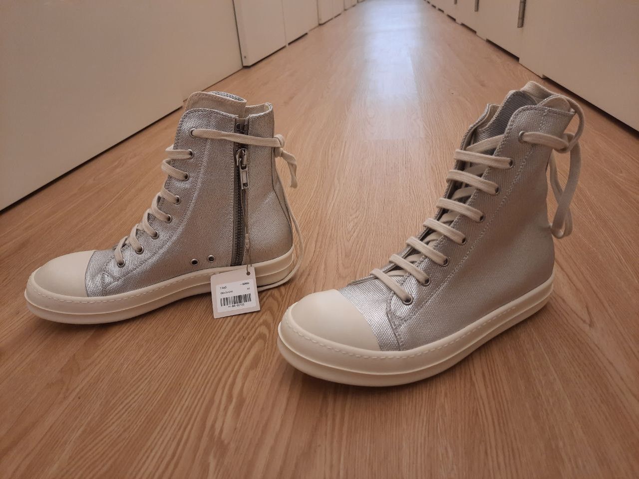 Rick Owens Drkshdw *New* Silver Ramones Hi Sneakers Size US 7 / EU 40 - 2 Thumbnail