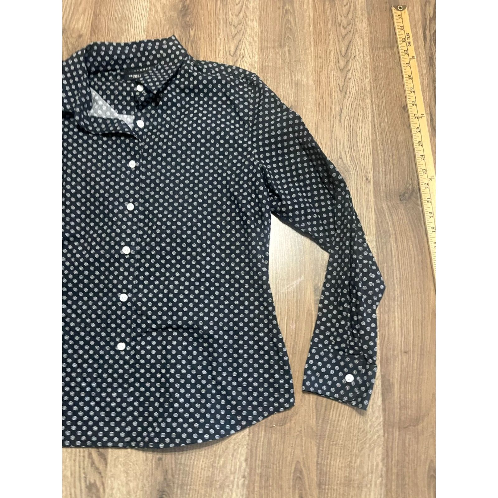 Vintage FOXCROFT Shirt Women's Size M Black White Allover Print Button Up Casual Modern Regular Long Sleeve Collared Size M / US 6-8 / IT 42-44 - 4 Thumbnail