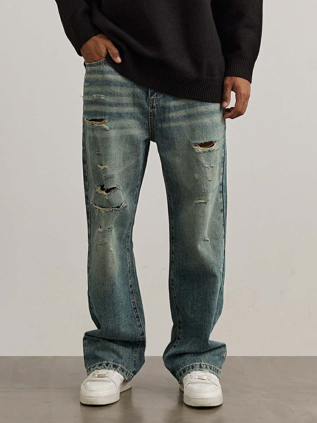 Jean × Vintage y2k skate hiphop faded damaged jeans Size US 34 / EU 50 - 1 Thumbnail