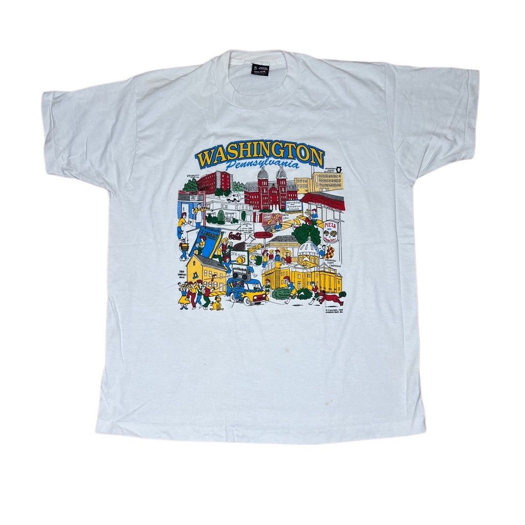 Vintage Vintage 90s Washington Pennsylvania Cartoon Tourist Shirt XL Size US XL / EU 56 / 4 - 1 Thumbnail