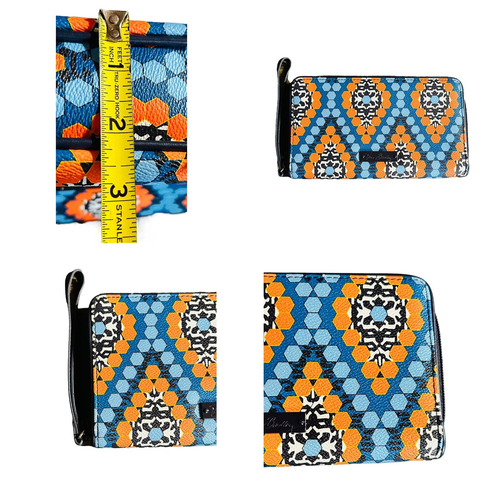 Vintage Vera Bradley Crossbody Wallet Wristlet Purse Beads Marakeesh Blue Orange Paisley Womens Handbag Medium 15in Strap Size ONE SIZE - 10 Thumbnail