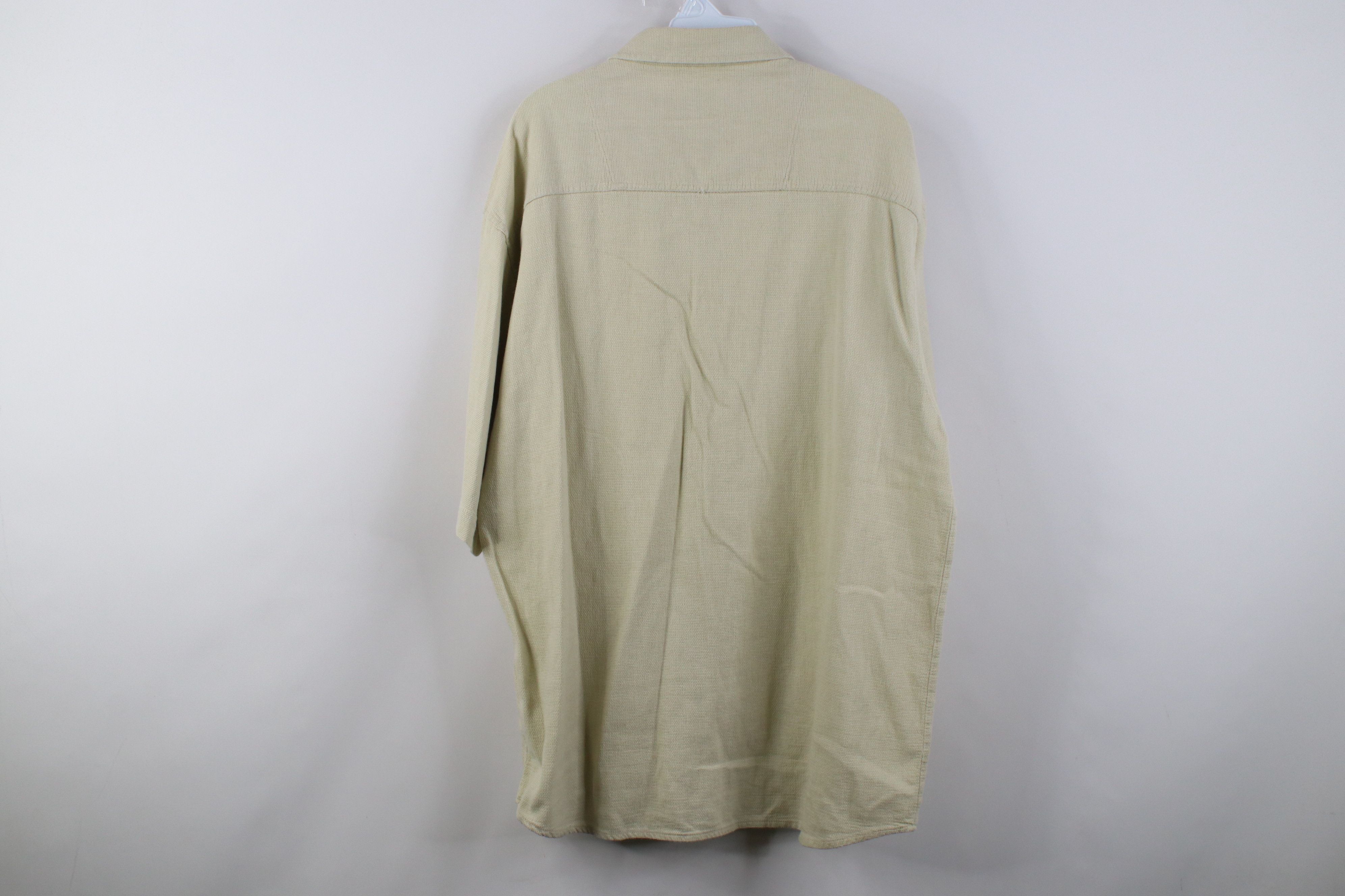Vintage Vintage 90s Streetwear Weave Short Sleeve Button Shirt Beige Size US XL / EU 56 / 4 - 10 Thumbnail